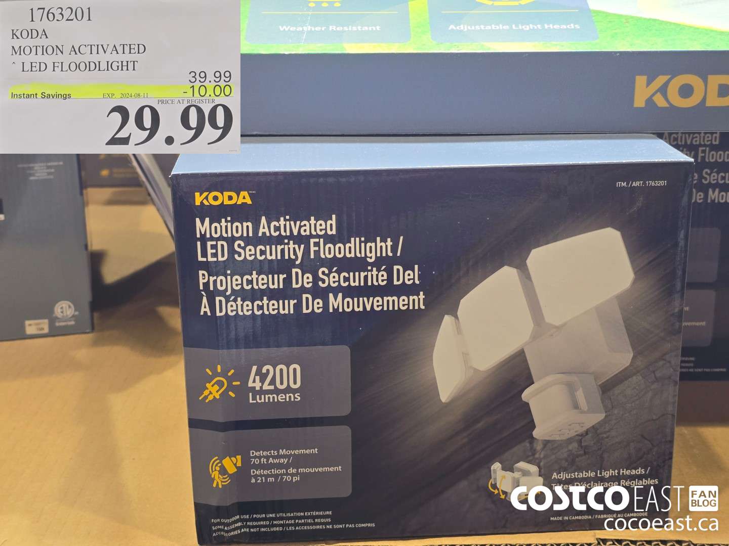 1763201 KODA MOTION ACTIVATED LED FLOODLIGHT ($10.00 INSTANT SAVINGS EXPIRES ON 2024-08-11) $29.99