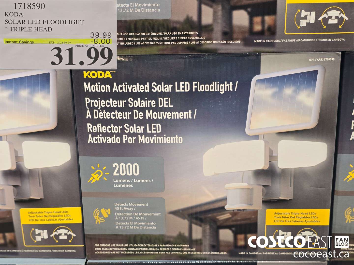 1718590 KODA SOLAR LED FLOODLIGHT TRIPLE HEAD ($8.00 INSTANT SAVINGS EXPIRES ON 2024-07-07) $31.99