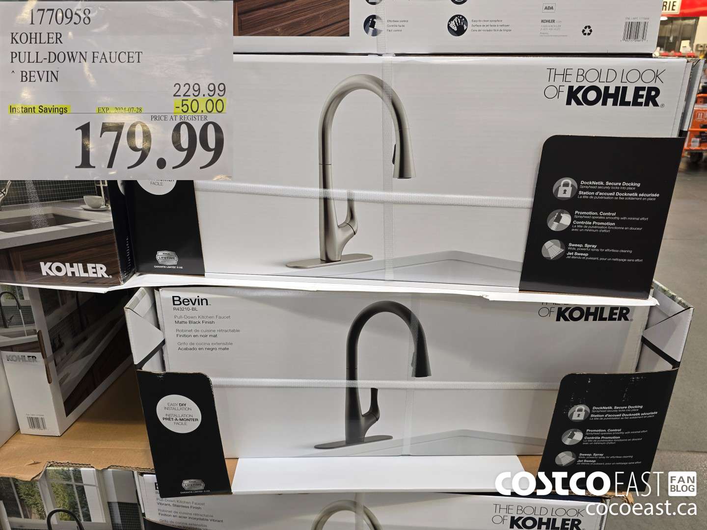 1770958 KOHLER PULL-DOWN FAUCET BEVIN ($50.00 INSTANT SAVINGS EXPIRES ON 2024-07-28) $179.99