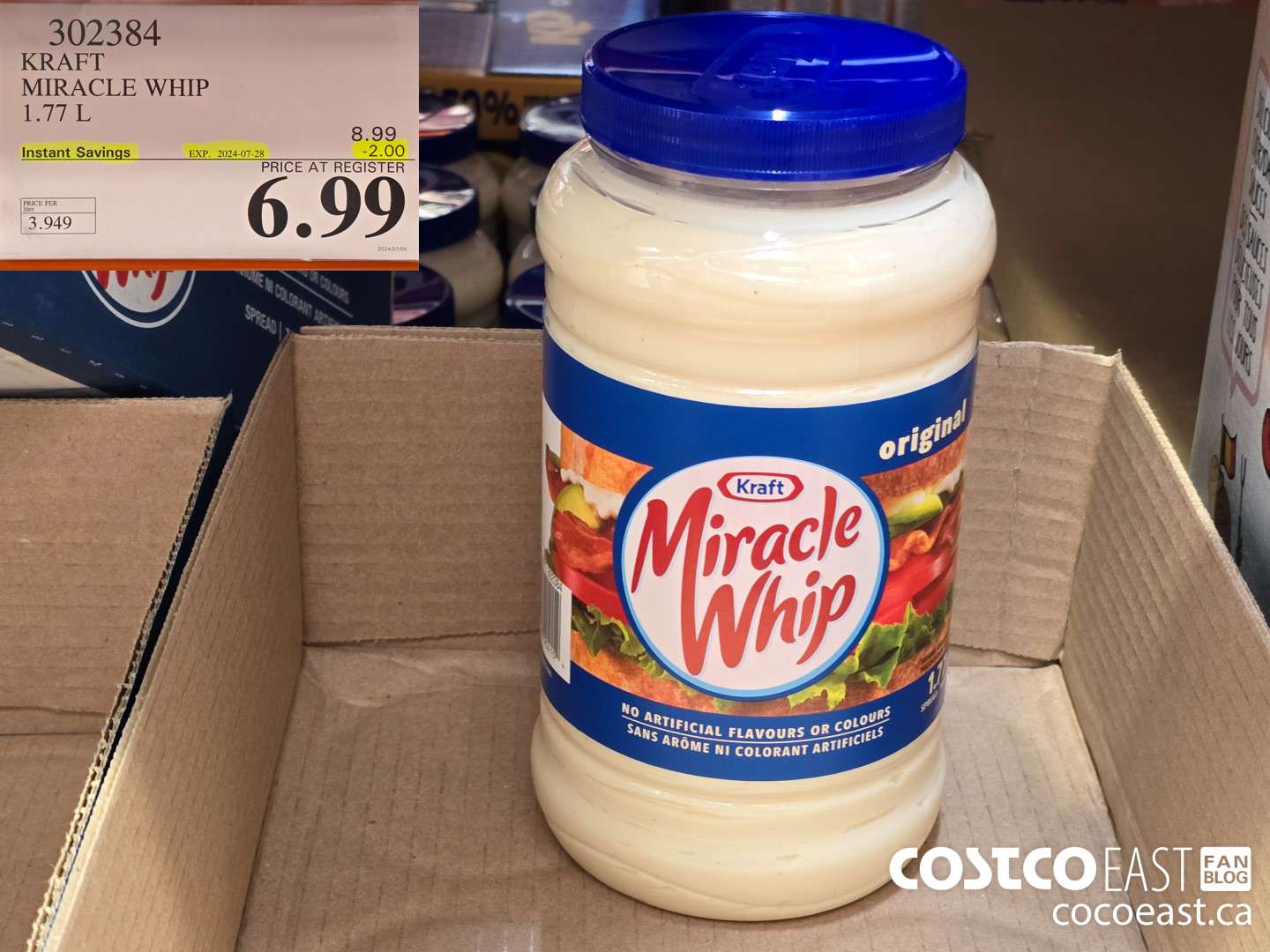 302384 KRAFT MIRACLE WHIP 1.77 L ($2.00 INSTANT SAVINGS EXPIRES ON 2024-07-28) $6.99
