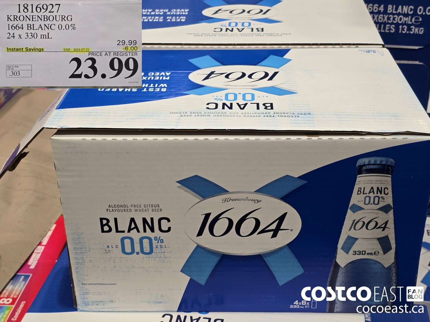 1816927 KRONENBOURG 1664 BLANC 0.0% 24 x 330 mL ($6.00 INSTANT SAVINGS EXPIRES ON 2024-07-21) $23.99