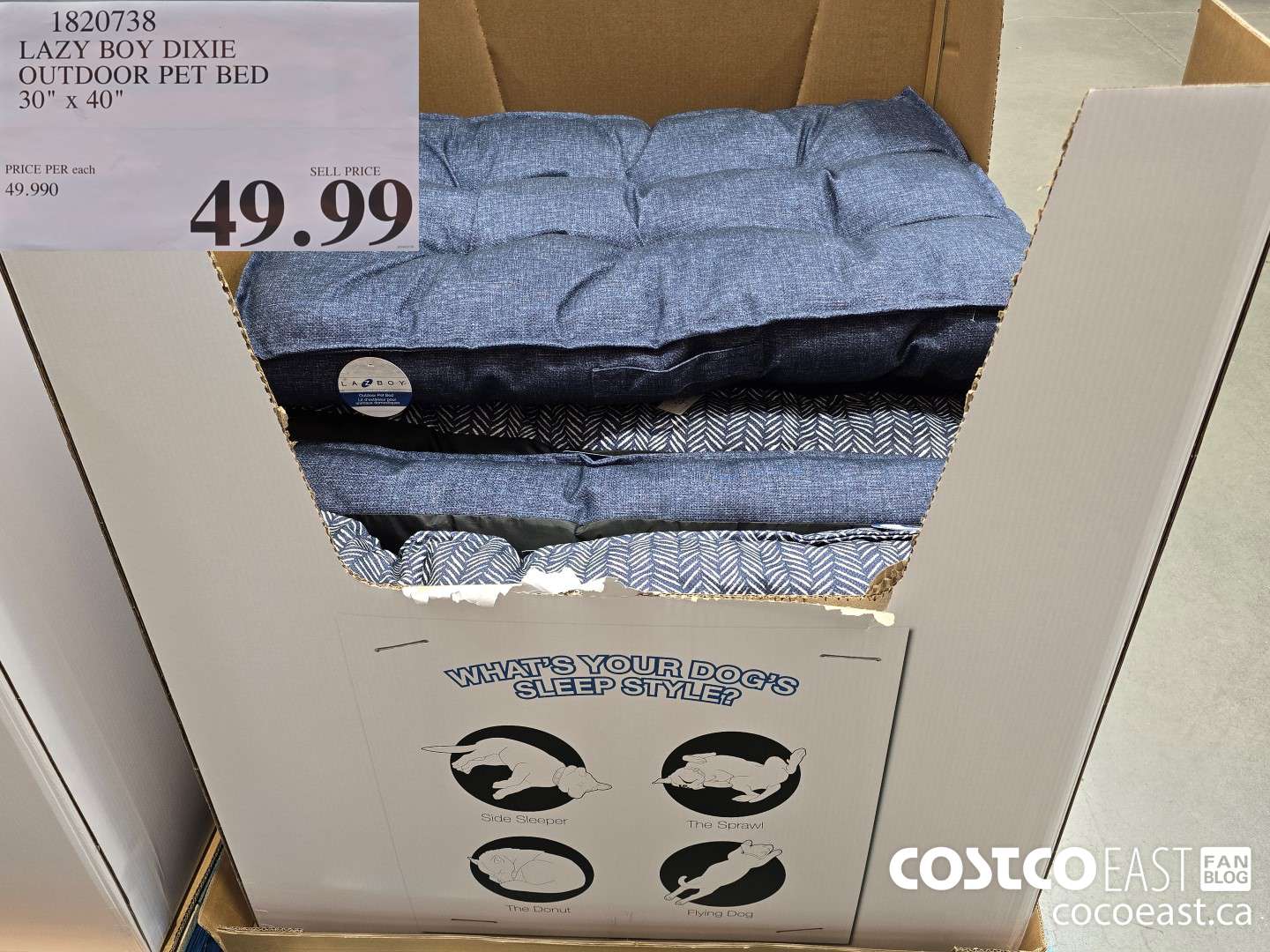 1820738 LAZY BOY DIXIE OUTDOOR PET BED 30