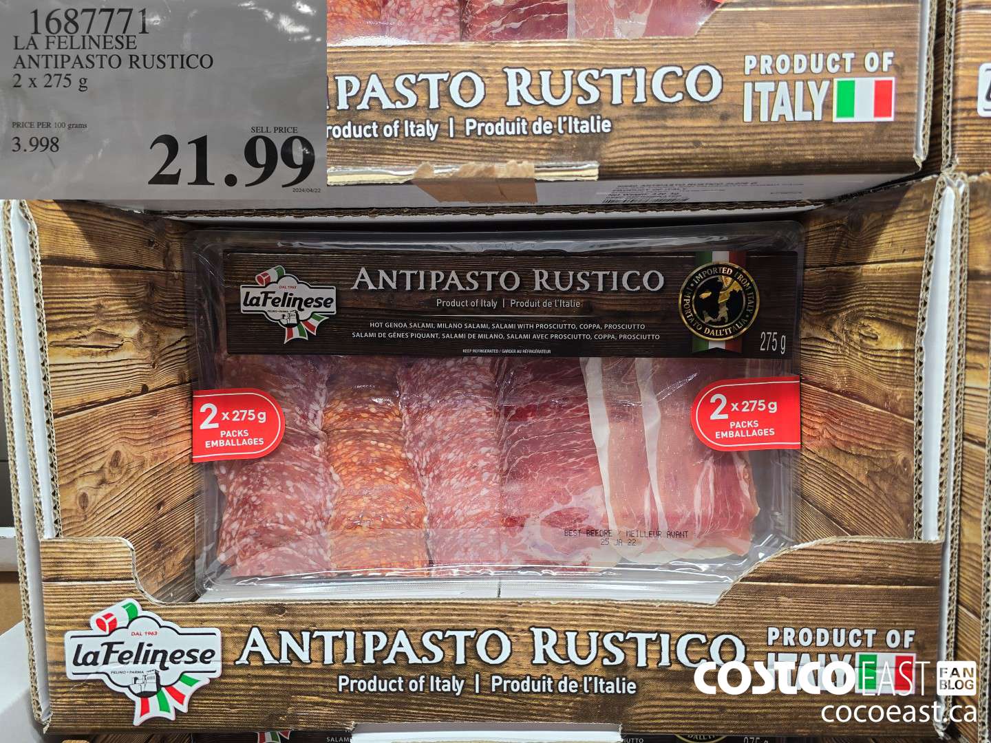 1687771 LA FELINESE ANTIPASTO RUSTICO 2 x 275 G $21.99