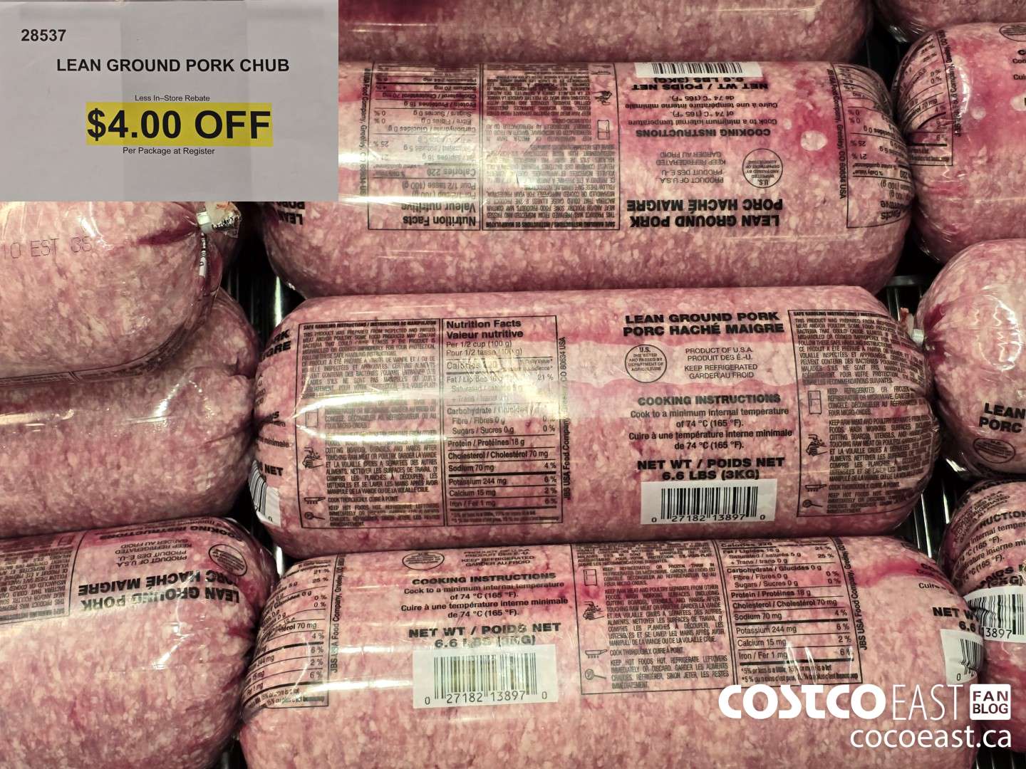 28537 LEAN GROUND PORK CHUB ($4.00 INSTANT SAVINGS)