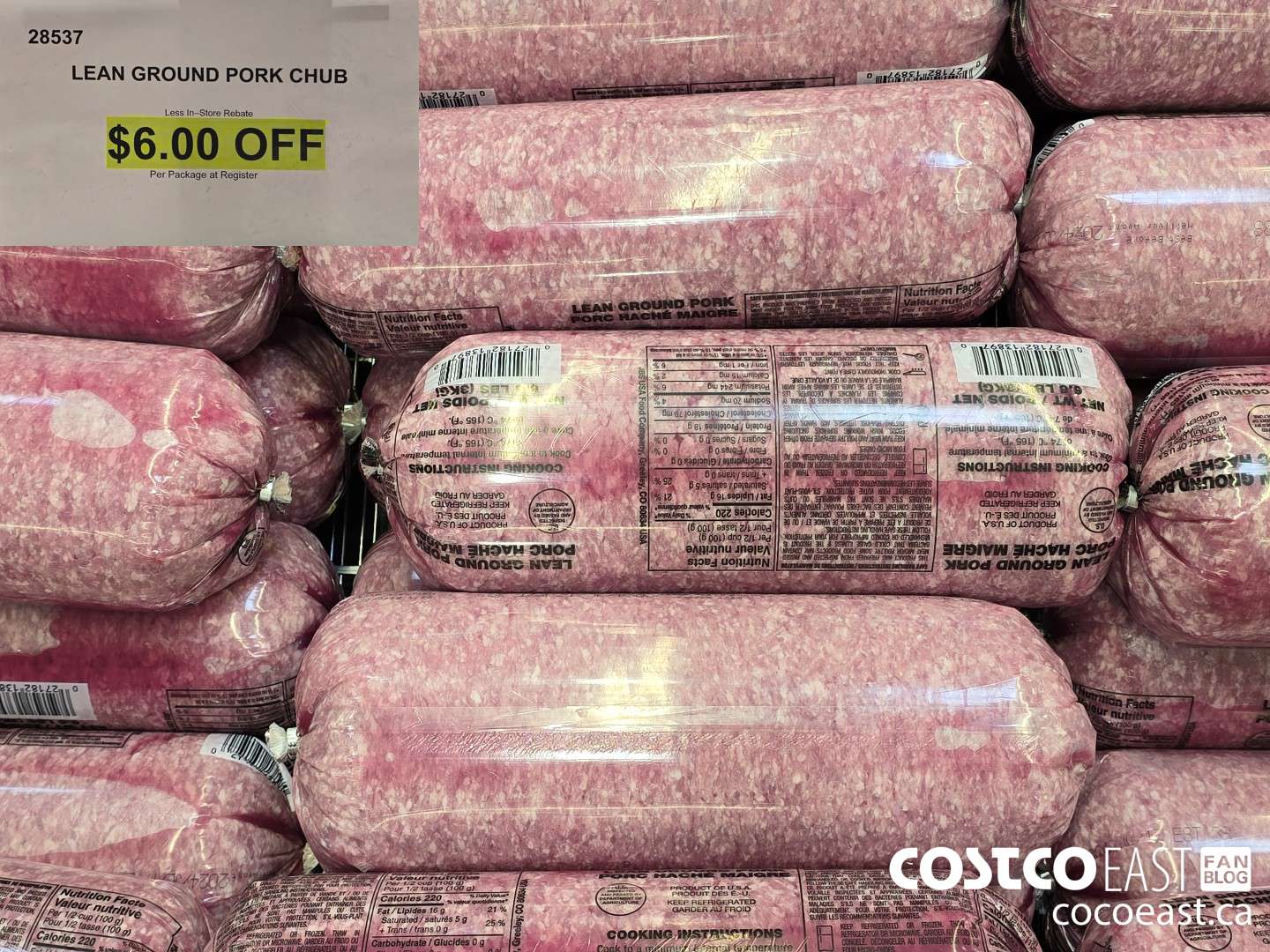 28537 LEAN GROUND PORK CHUB ($6.00 INSTANT SAVINGS)