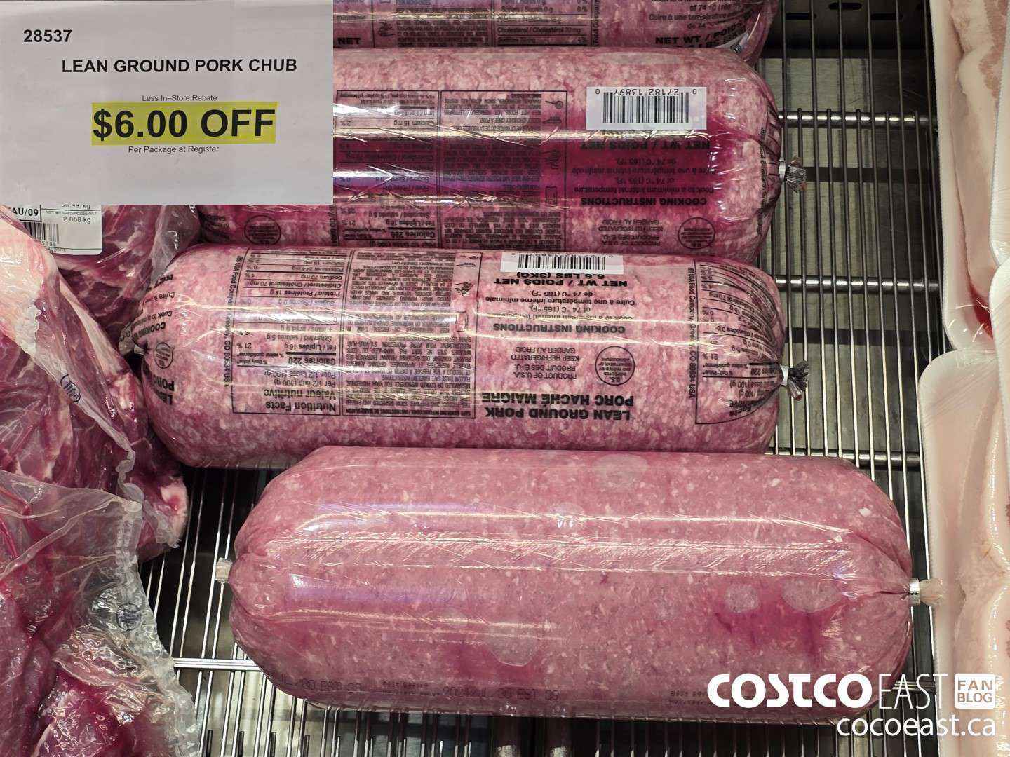 28537 LEAN GROUND PORK CHUB ($6.00 INSTANT SAVINGS)