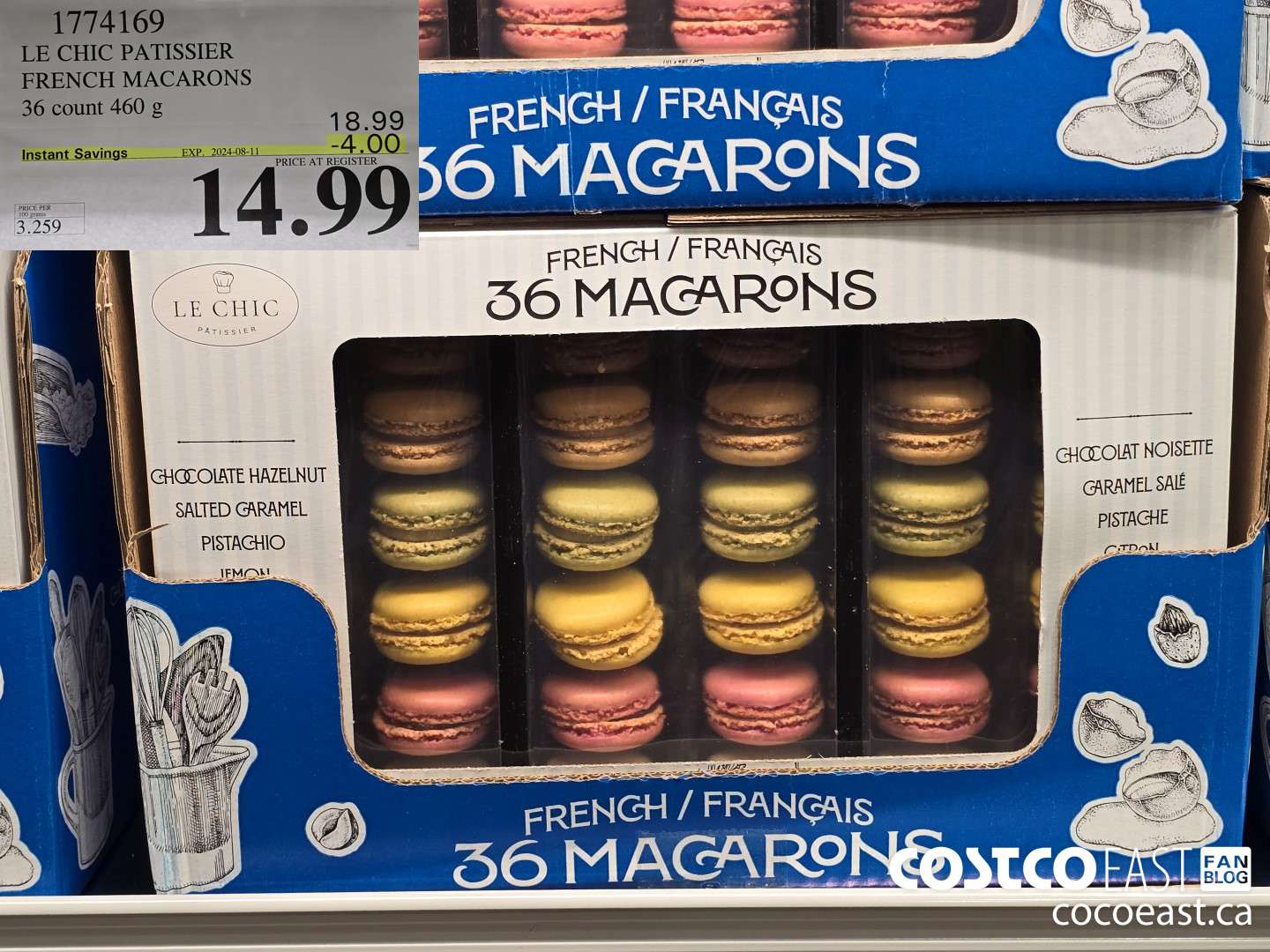 1774169 LE CHIC PATISSIER FRENCH MACARONS 36 count 460 g ($4.00 INSTANT SAVINGS EXPIRES ON 2024-08-11) $14.99