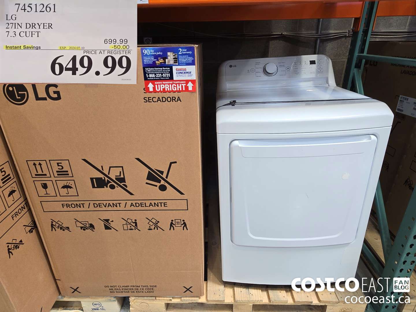 7451261 LG 27IN DRYER 7.3 CUFT ($50.00 INSTANT SAVINGS EXPIRES ON 2024-07-10) $649.99