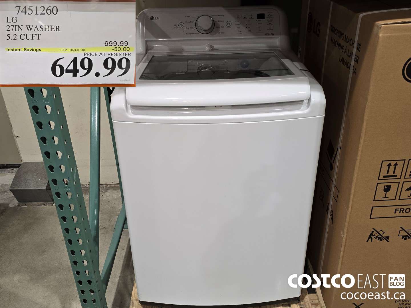 7451260 LG 27IN WASHER 5.2 CUFT ($50.00 INSTANT SAVINGS EXPIRES ON 2024-07-10) $649.99