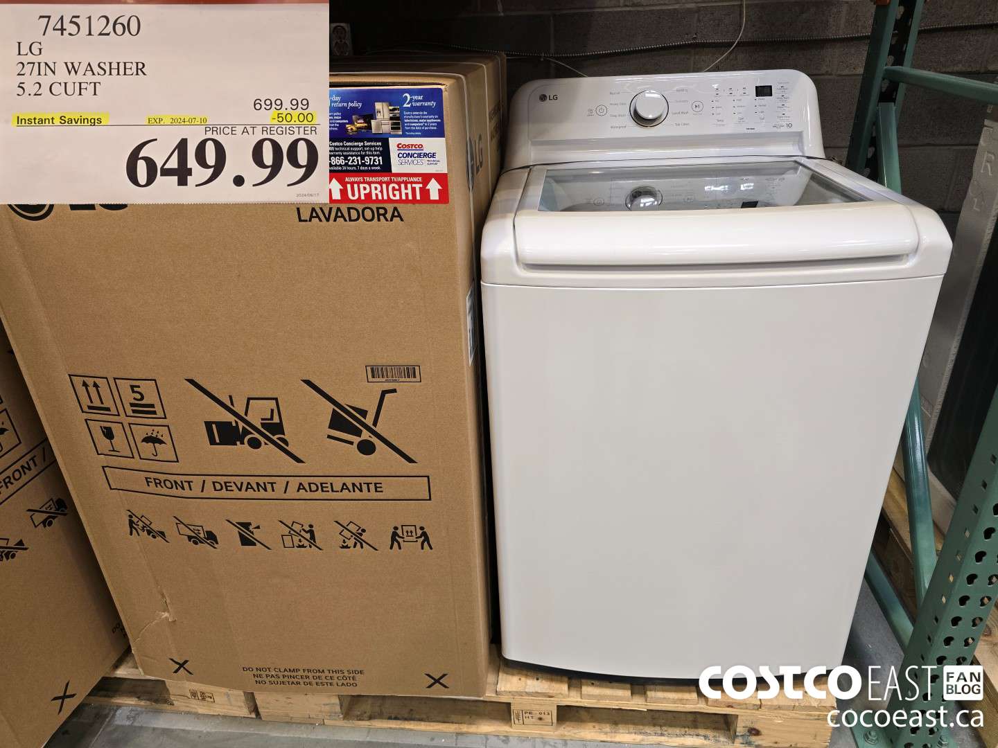 7451260 LG 27IN WASHER 5.2 CUFT ($50.00 INSTANT SAVINGS EXPIRES ON 2024-07-10) $649.99