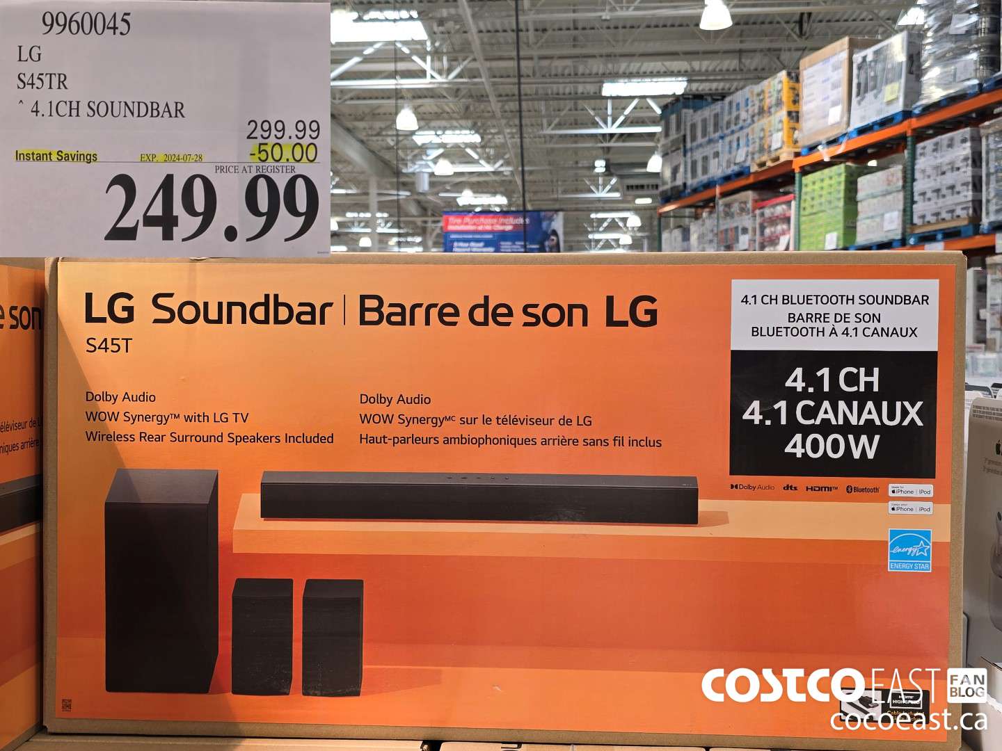 9960045 LG S45TR * 4.1CH SOUNDBAR ($50.00 INSTANT SAVINGS EXPIRES ON 2024-07-28) $249.99
