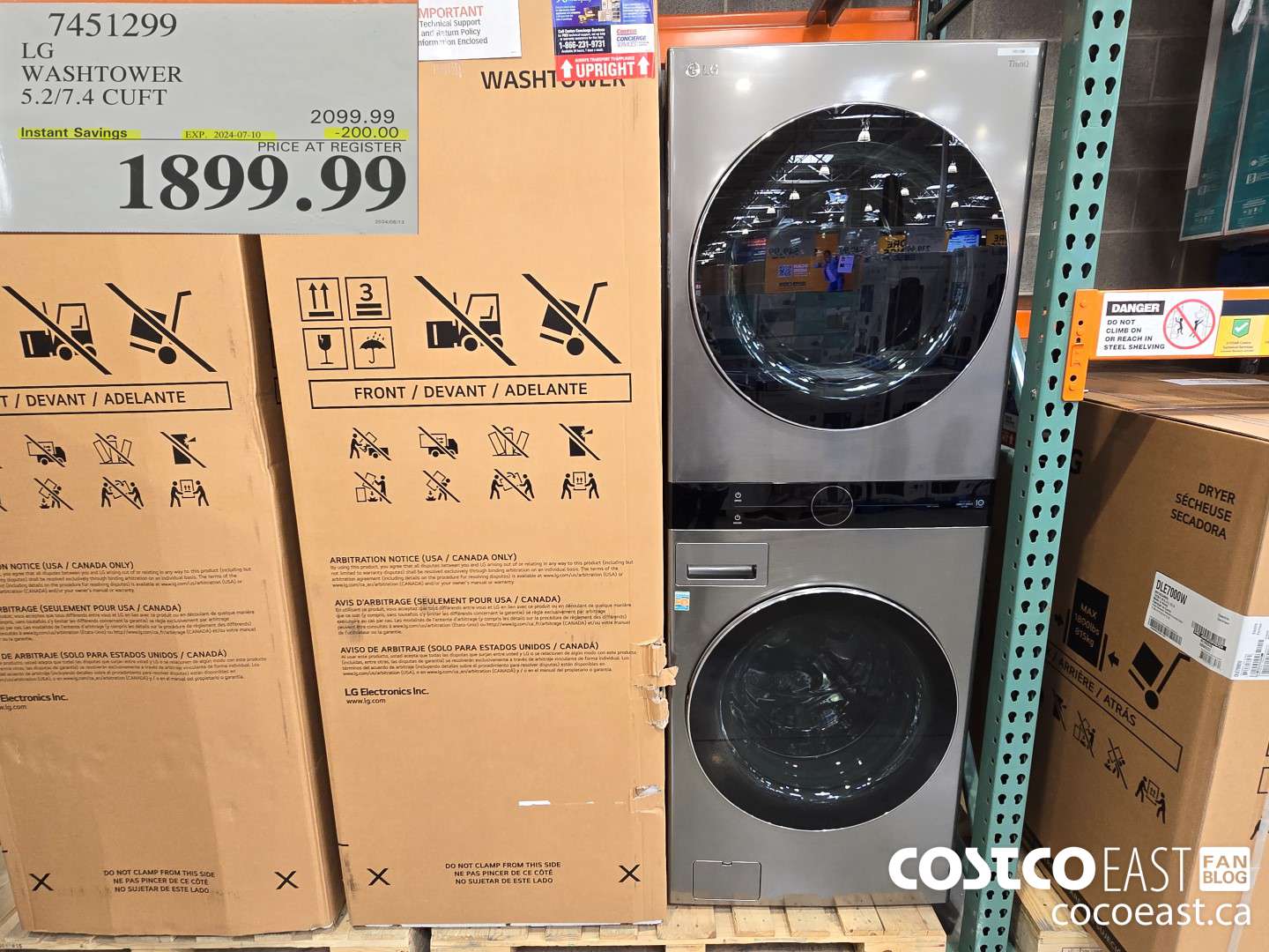 7451299 LG WASHTOWER 5.2/7.4 CUFT ($200.00 INSTANT SAVINGS EXPIRES ON 2024-07-10) $1899.99