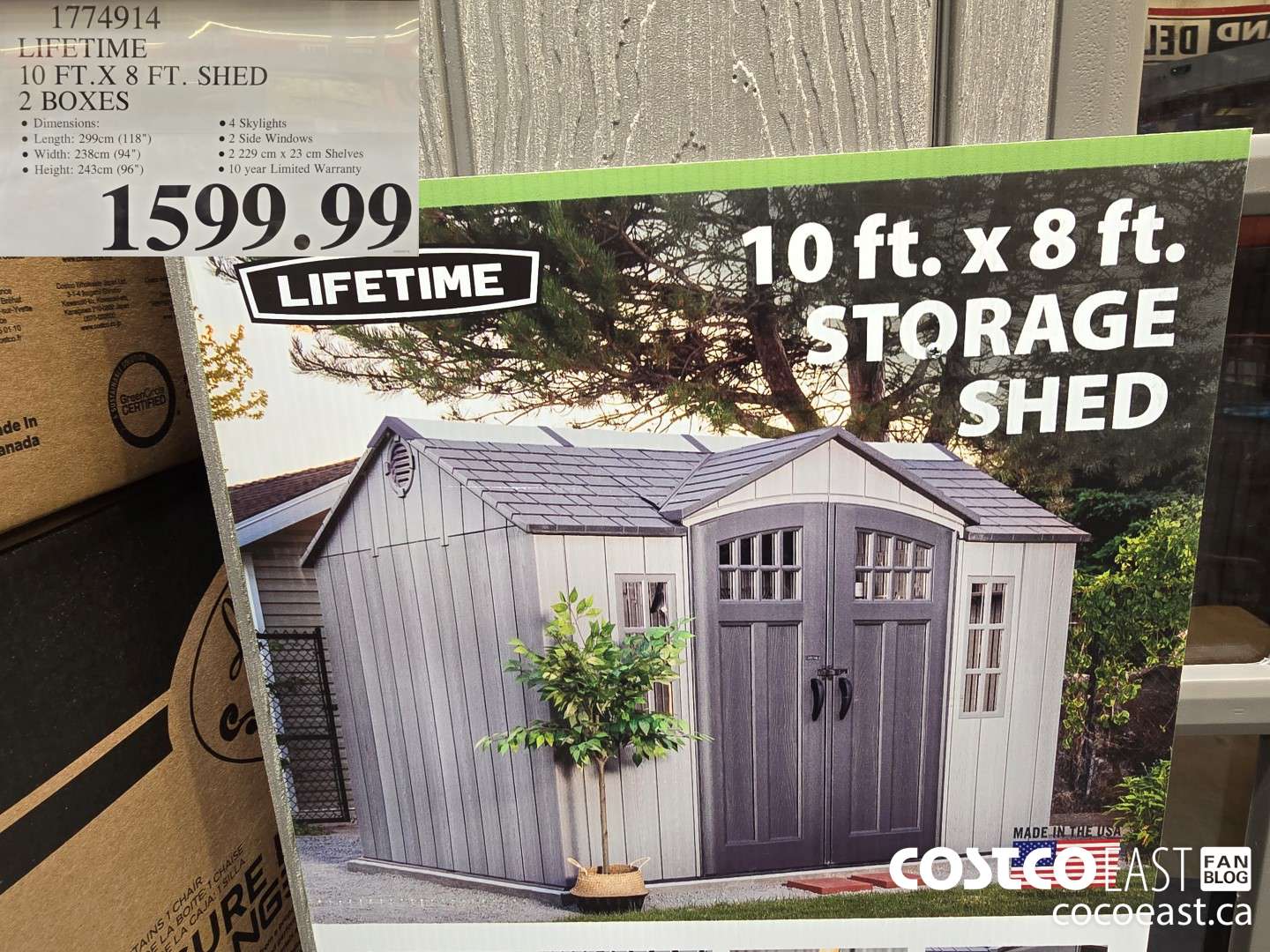 1774914 LIFETIME 10 FT.X 8 FT. SHED 2 BOXES $1599.99