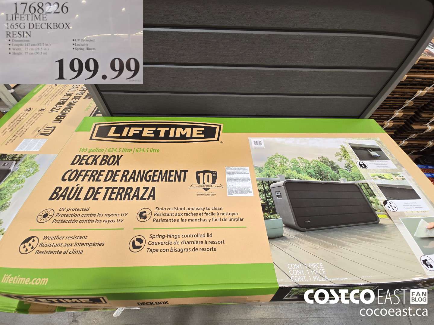1768226 LIFETIME 165G DECKBOX RESIN $199.99