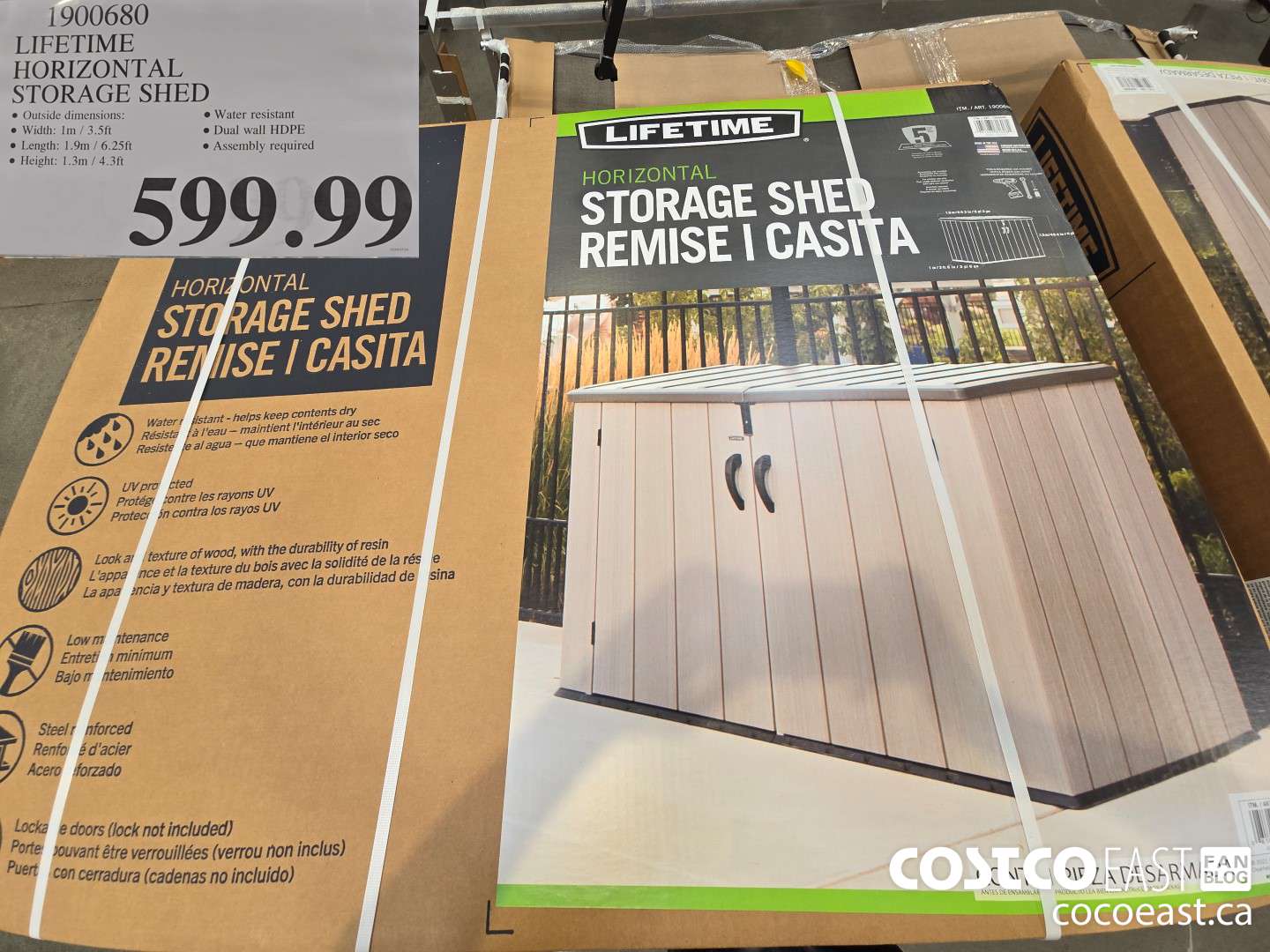 1900680 LIFETIME HORIZONTAL STORAGE SHED $599.99