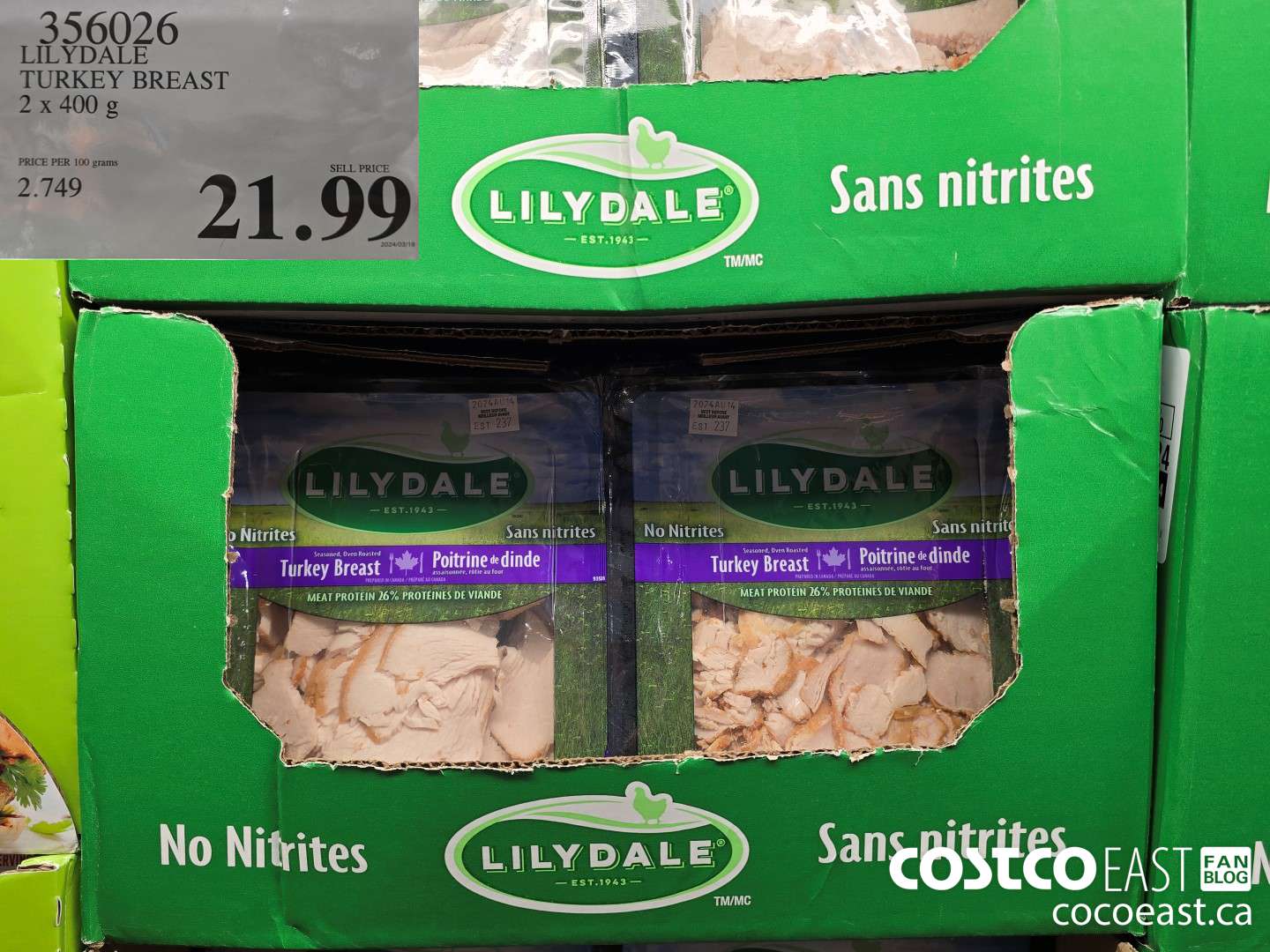 356026 LILYDALE TURKEY BREAST 2 x 400 g $21.99