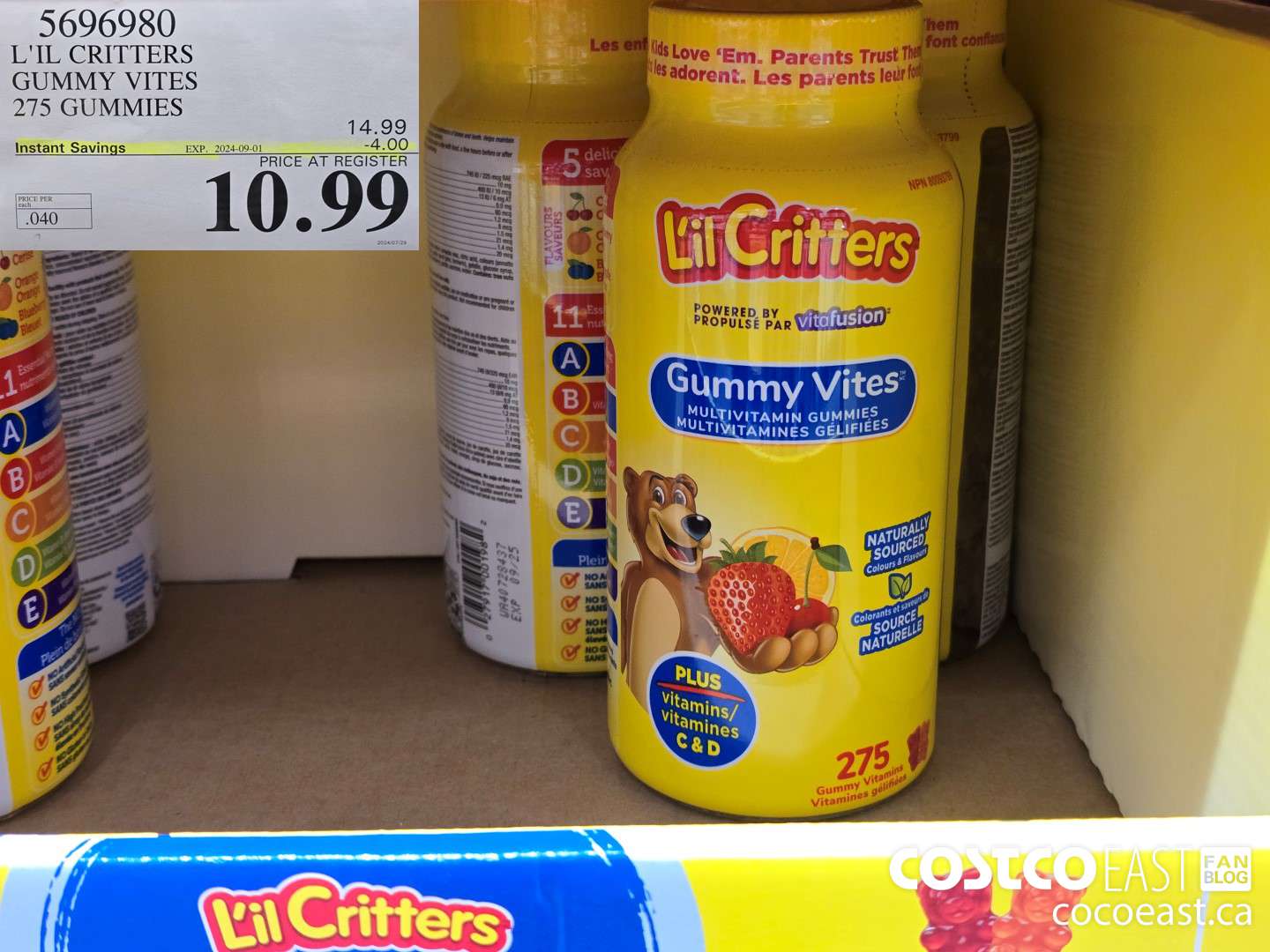 5696980 L'IL CRITTERS GUMMY VITES 275 GUMMIES ($4.00 INSTANT SAVINGS EXPIRES ON 2024-09-01) $10.99