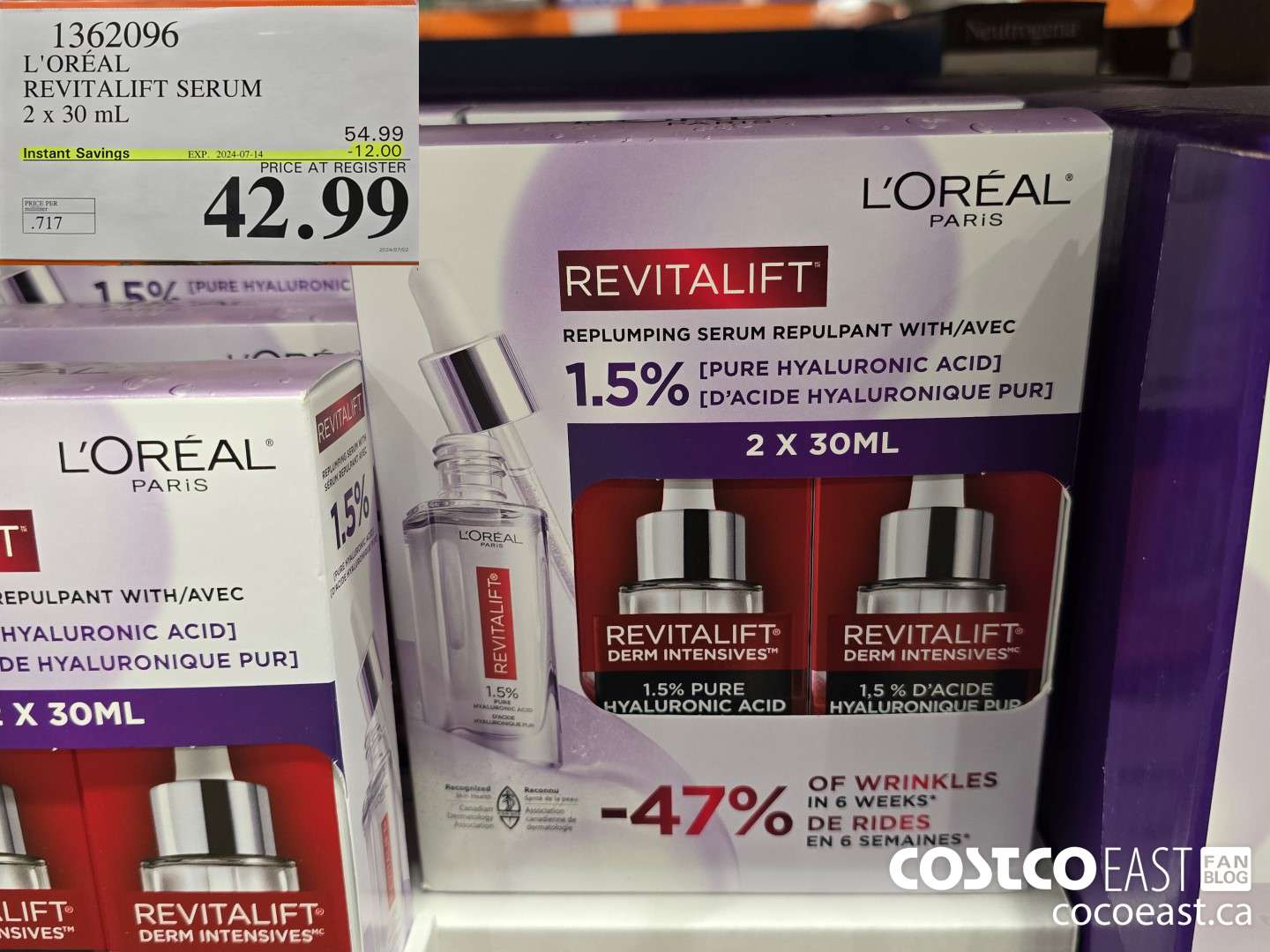 1362096 L'OREAL REVITALIFT SERUM 2 x 30 mL ($12.00 INSTANT SAVINGS EXPIRES ON 2024-07-14) $42.99