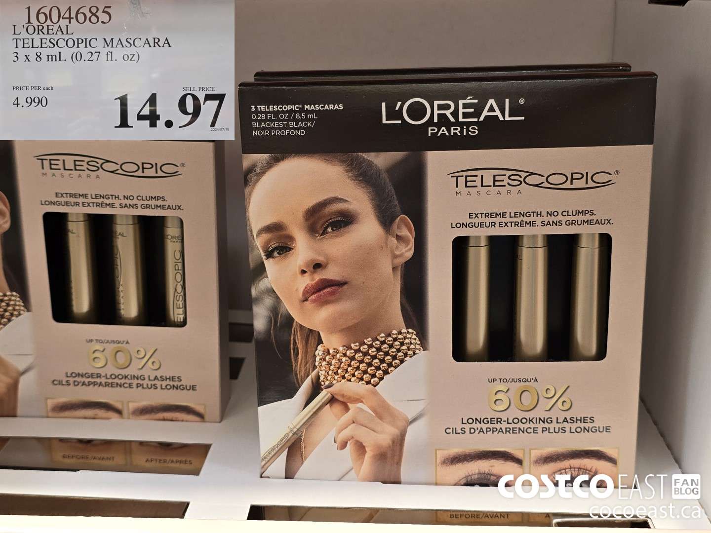 1604685 L'OREAL TELESCOPIC MASCARA 3 x 8 mL (0.27 fl. oz) $14.97