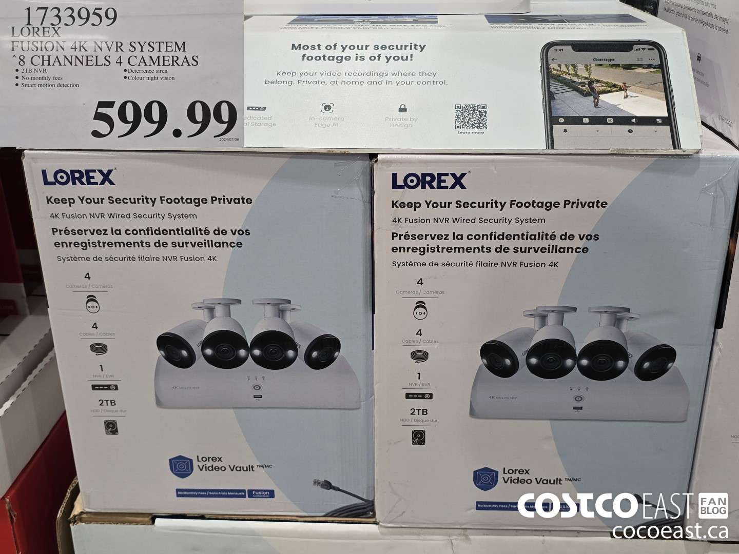 1733959 LOREX FUSION 4K NVR SYSTEM 8 CHANNELS 4 CAMERAS $599.99