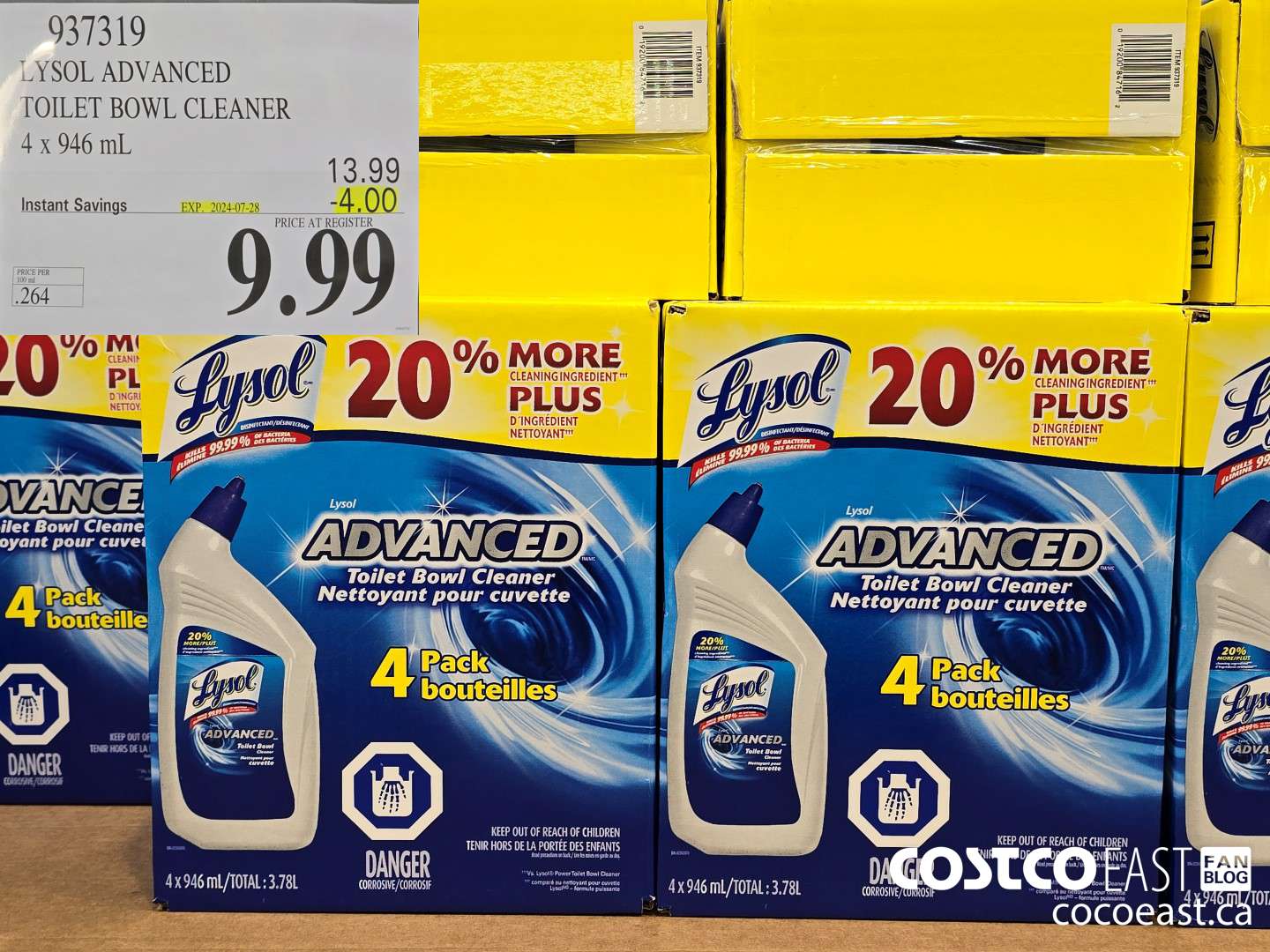 937319 LYSOL ADVANCED TOILET BOWL CLEANER 4 X 946 ML ($3.00 INSTANT SAVINGS EXPIRES ON 2024-07-28) $9.99