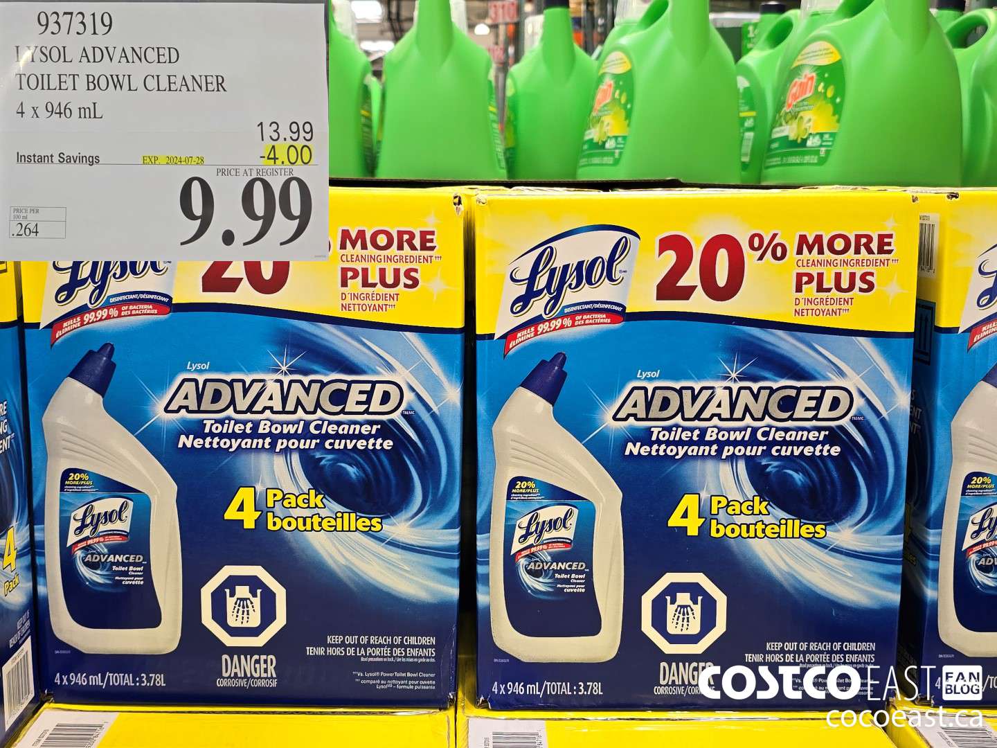 937319 LYSOL ADVANCED TOILET BOWL CLEANER 4 X 946 ML ($3.00 INSTANT SAVINGS EXPIRES ON 2024-07-28) $9.99