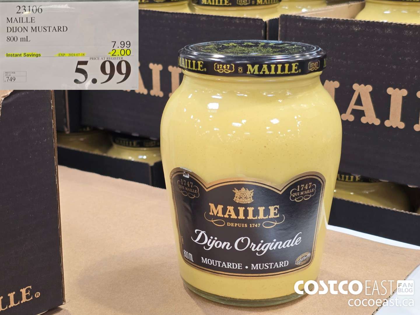 23106 MAILLE DIJON MUSTARD 800 ML ($2.00 INSTANT SAVINGS EXPIRES ON 2024-07-18) $5.99