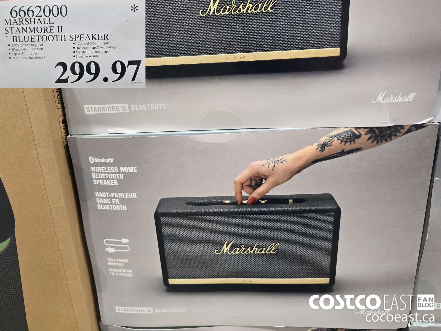 6662000 MARSHALL STANMORE II BLUETOOTH SPEAKER $299.97