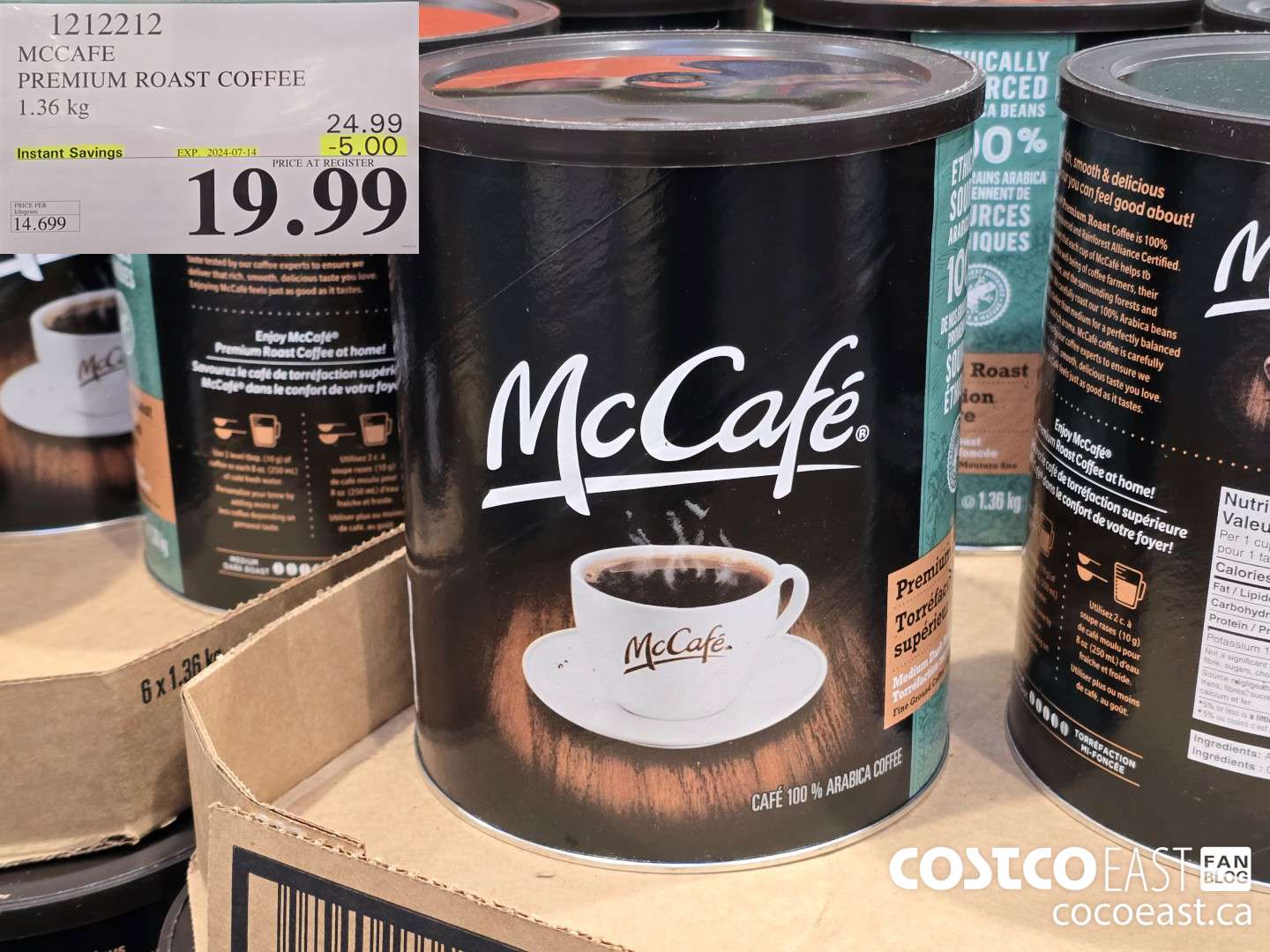 1212212 MCCAFE PREMIUM ROAST COFFEE 1.36 kg ($5.00 INSTANT SAVINGS EXPIRES ON 2024-07-14) $19.99