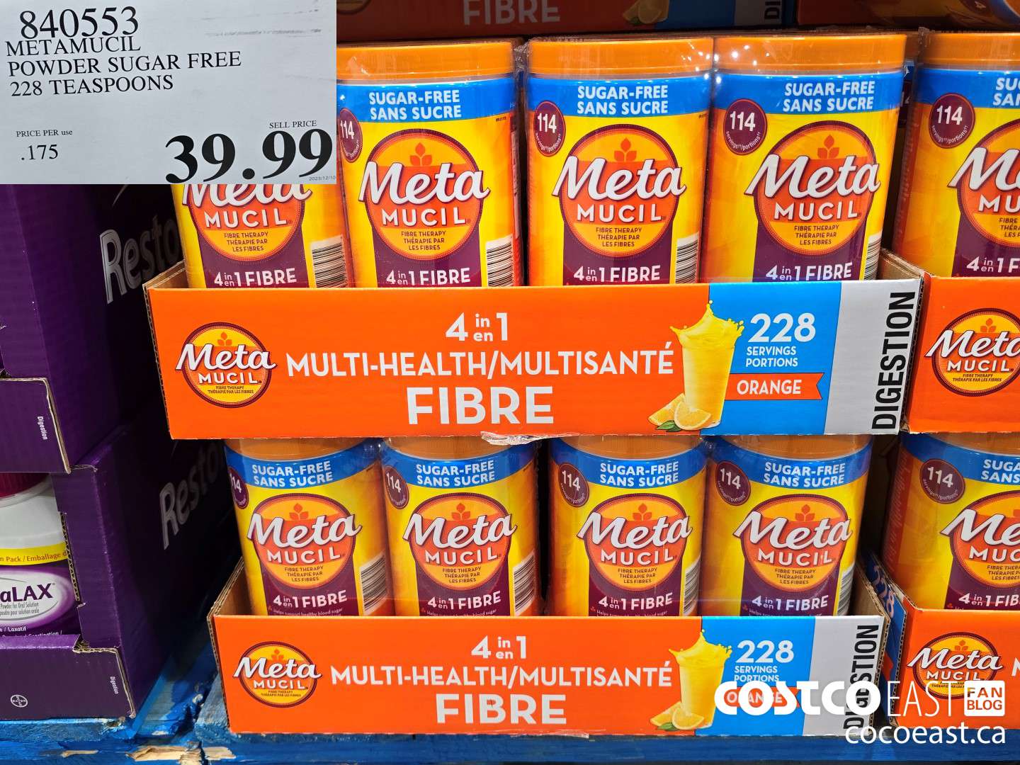 840553 METAMUCIL POWDER SUGAR FREE 228 TEASPOONS $39.99