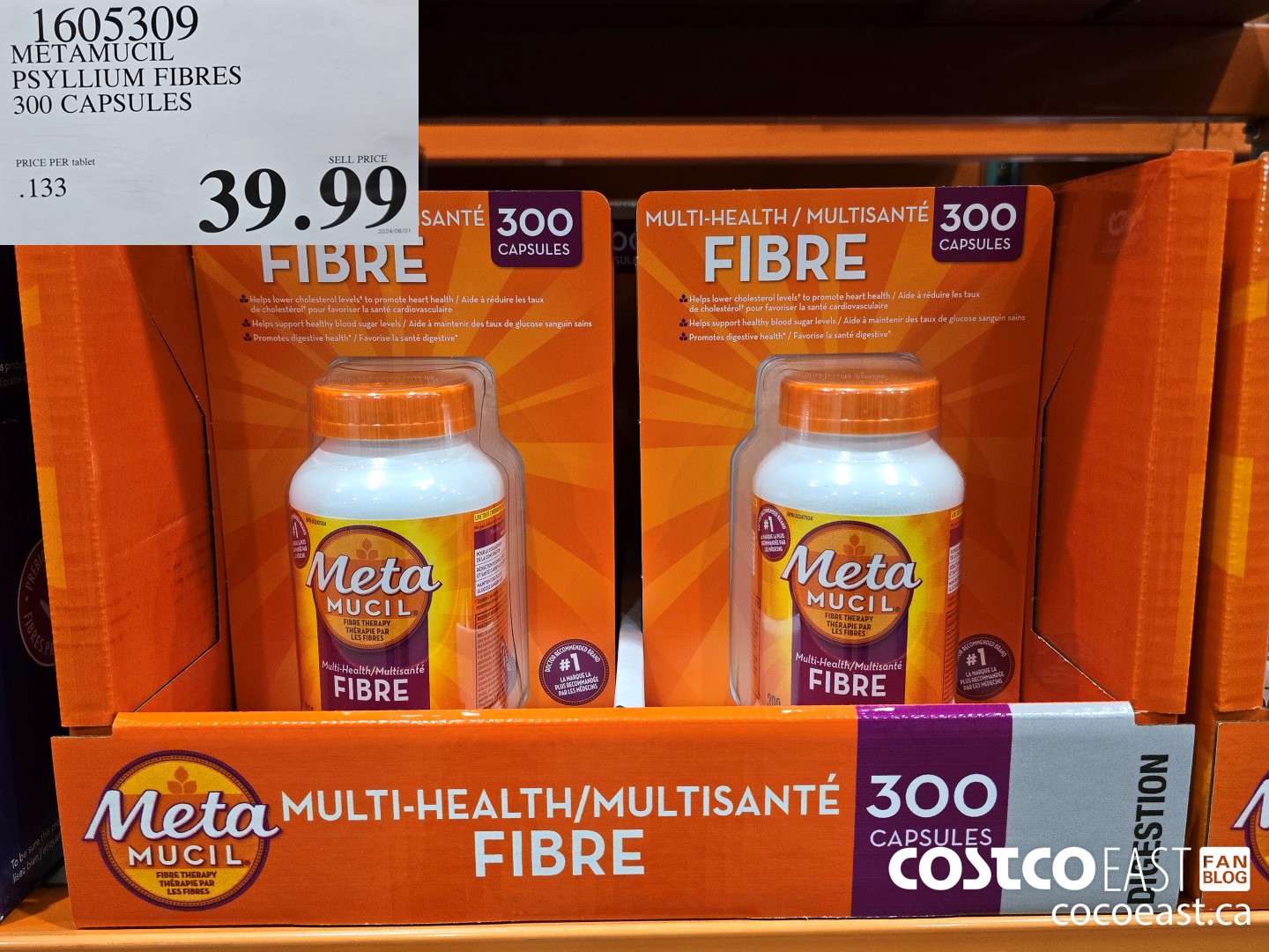 1605309 METAMUCIL PSYLLIUM FIBRES 300 CAPSULES $39.99