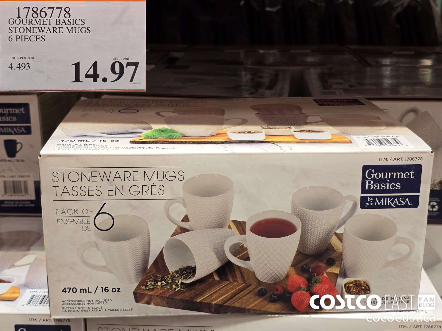 1786778 MIKASA STONEWARE MUGS 6 PIECES $14.97
