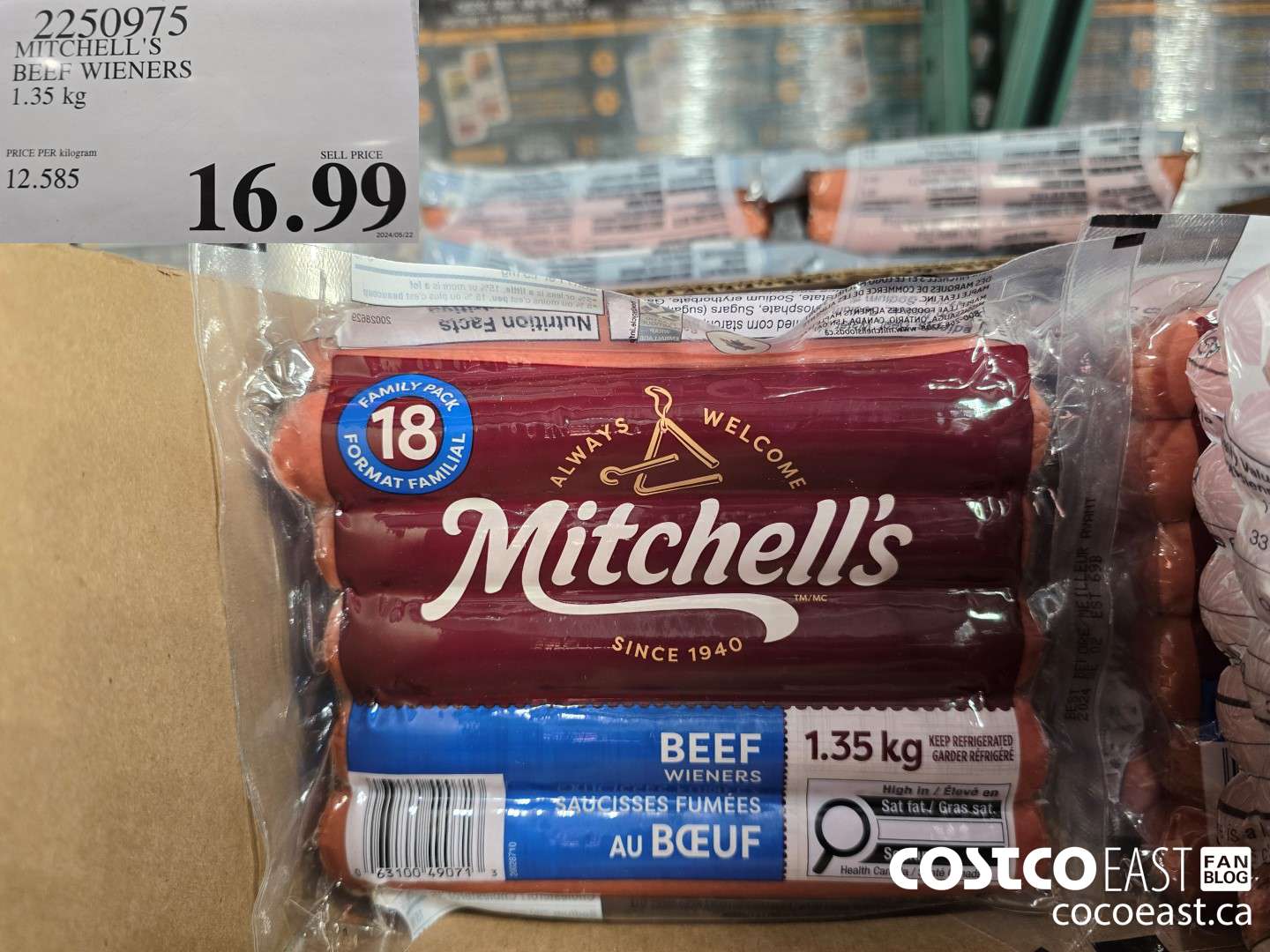 2250975 MITCHELL'S BEEF WIENERS 1.35 KG $16.99