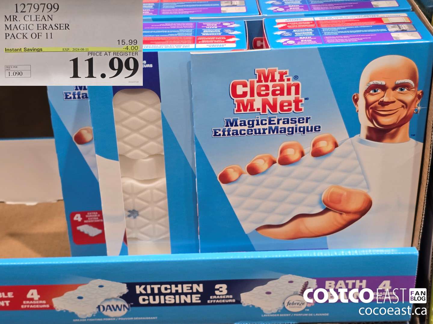 1279799 MR. CLEAN MAGIC ERASER PACK OF 11 ($4.00 INSTANT SAVINGS EXPIRES ON 2024-08-11) $11.99