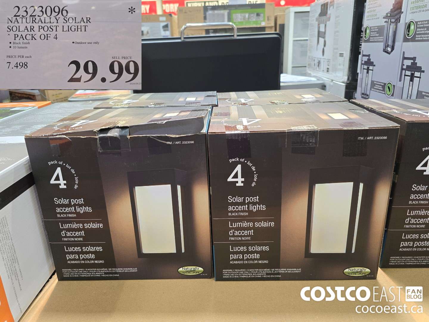 2323096 NATURALLY SOLAR SOLAR POST LIGHT ~ PACK OF 4 $29.99