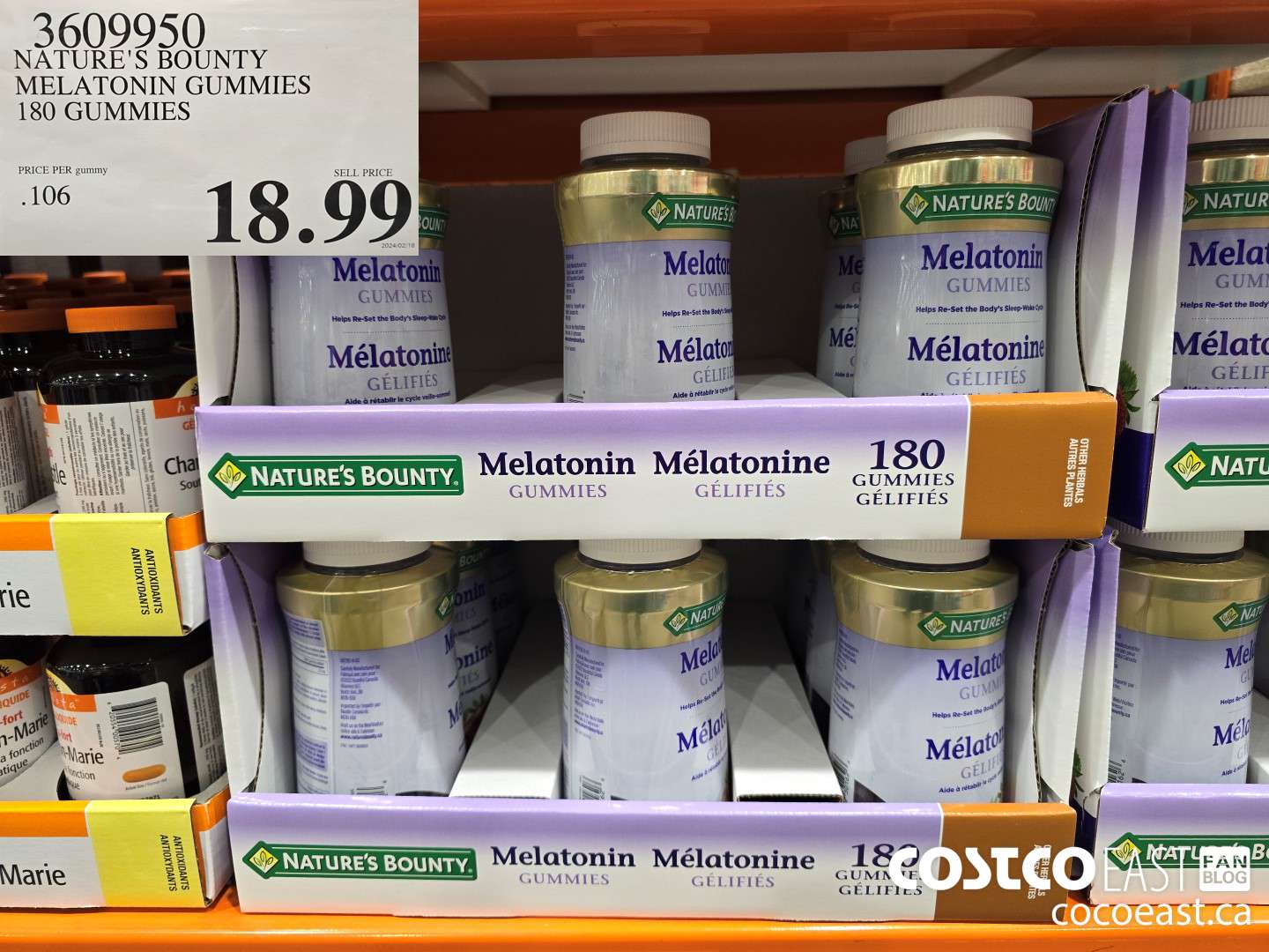 3609950 NATURE'S BOUNTY MELATONIN GUMMIES 180 GUMMIES $18.99