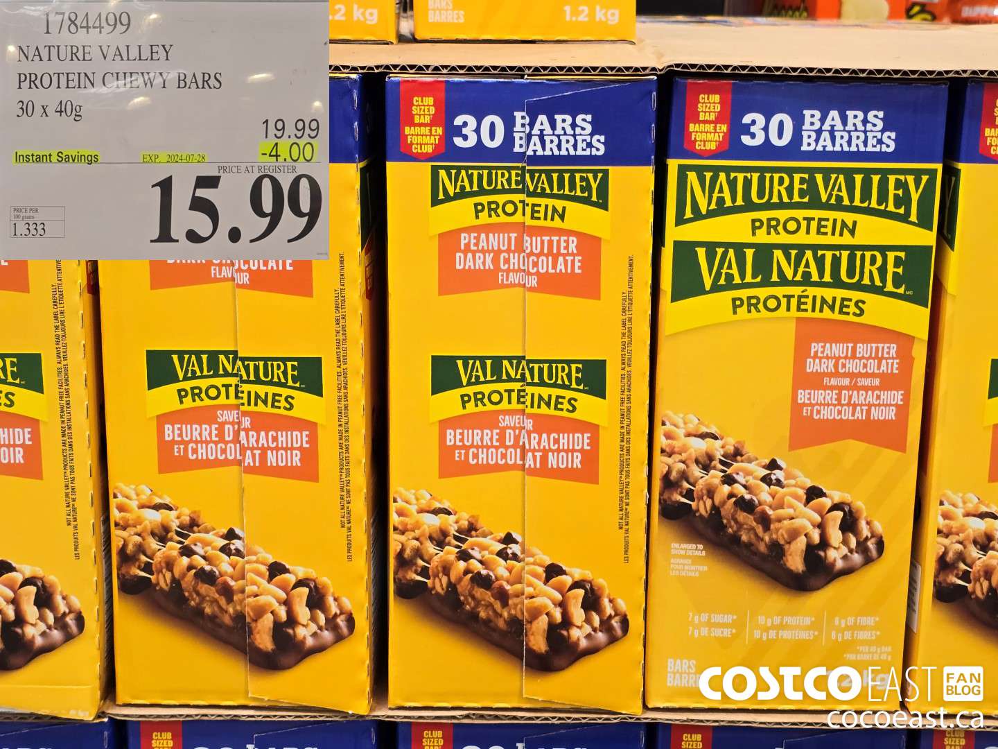 1784499 NATURE VALLEY PROTEIN CHEWY BARS 30 x 40G ($4.00 INSTANT SAVINGS EXPIRES ON 2024-07-28) $15.99