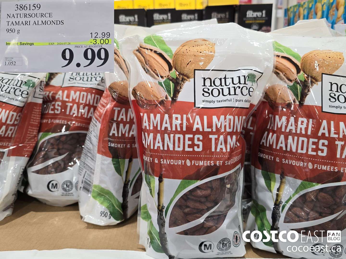 386159 NATURSOURCE TAMARI ALMONDS 950 G ($3.00 INSTANT SAVINGS EXPIRES ON 2024-07-28) $9.99
