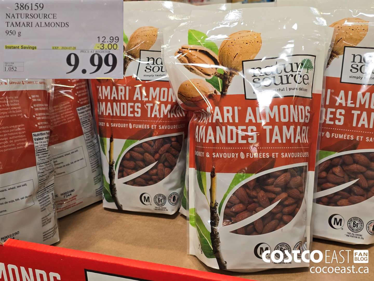 386159 NATURSOURCE TAMARI ALMONDS 950 G ($3.00 INSTANT SAVINGS EXPIRES ON 2024-07-28) $9.99