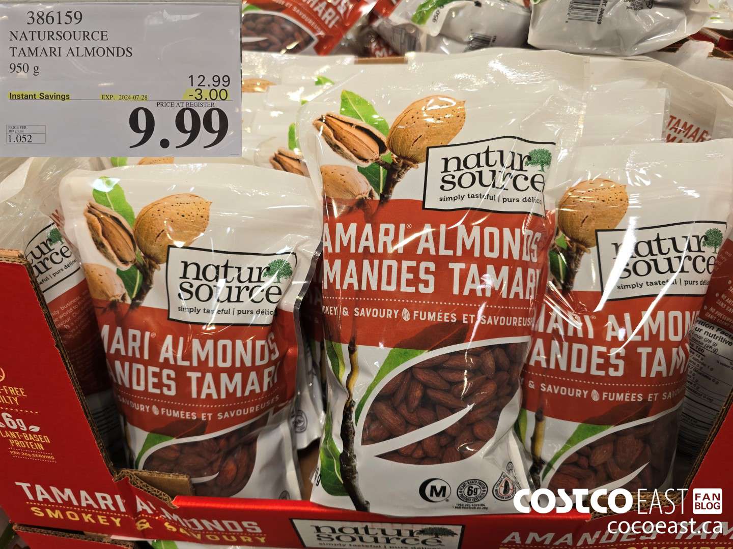 386159 NATURSOURCE TAMARI ALMONDS 950 G ($3.00 INSTANT SAVINGS EXPIRES ON 2024-07-28) $9.99