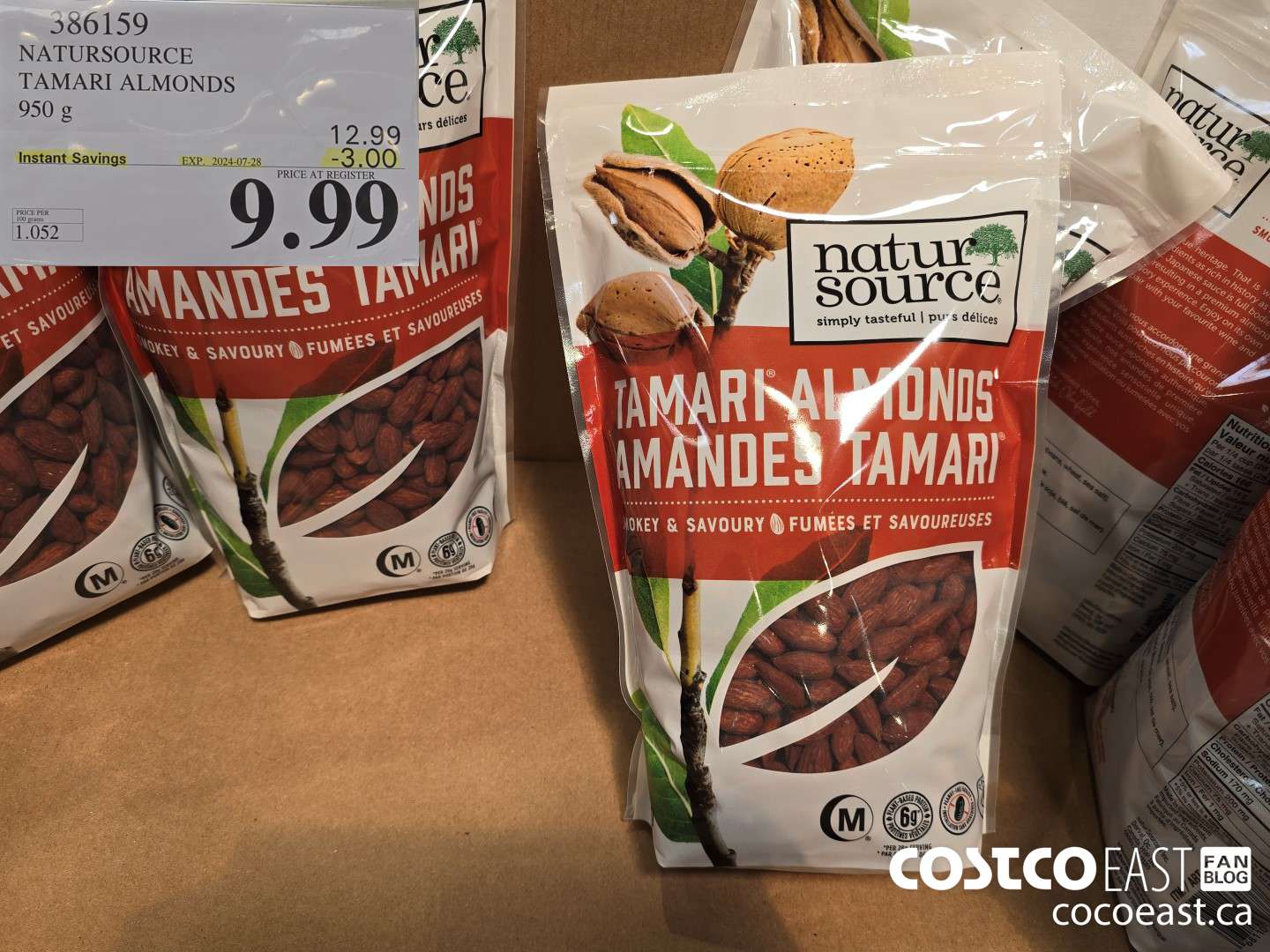 386159 NATURSOURCE TAMARI ALMONDS 950 G ($3.00 INSTANT SAVINGS EXPIRES ON 2024-07-28) $9.99