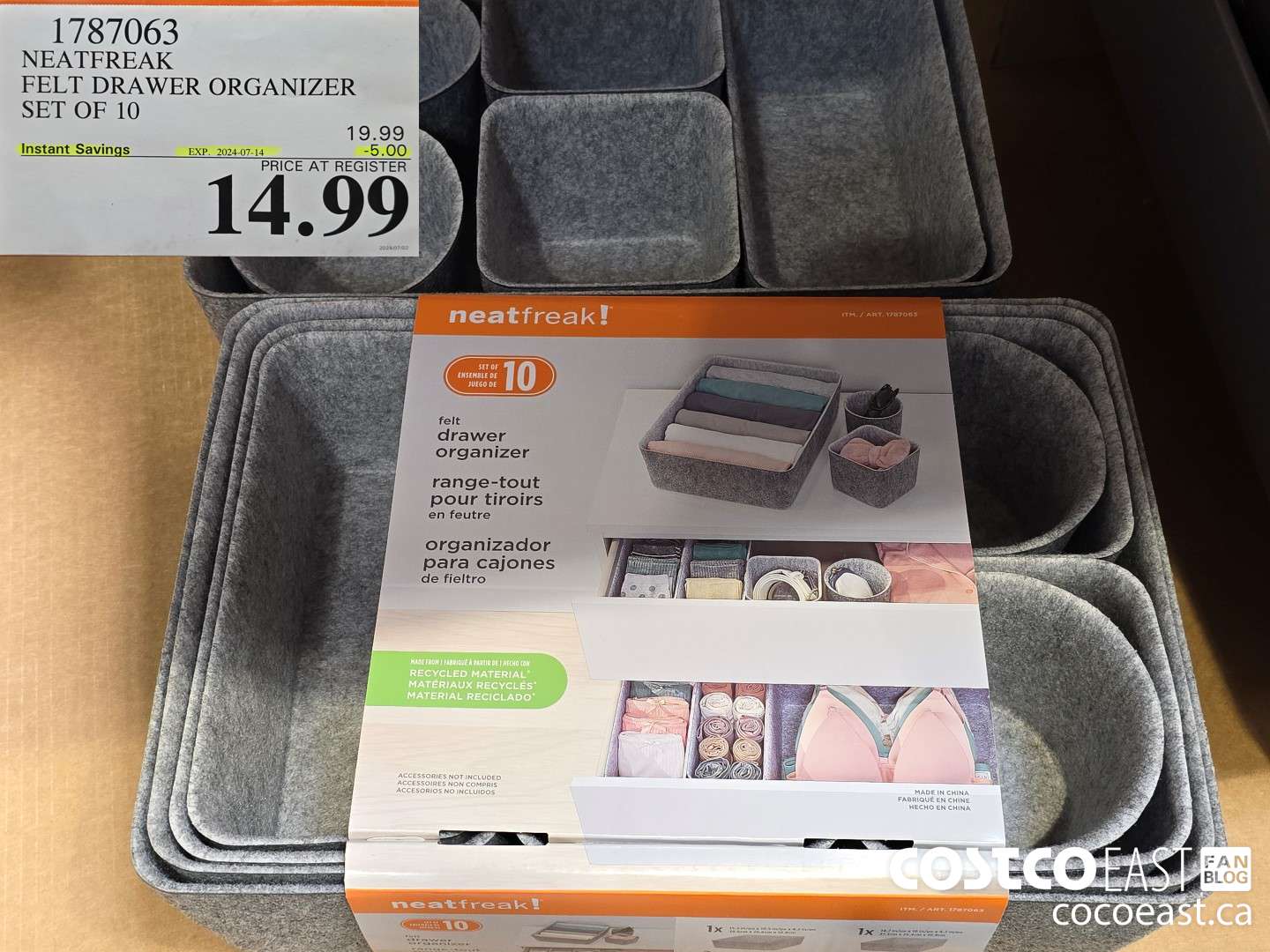 17387063 NEATFREAK FELT DRAWER ORGANIZER SET OF 10 ($5.00 INSTANT SAVINGS EXPIRES ON 2024-07-14) $14.99