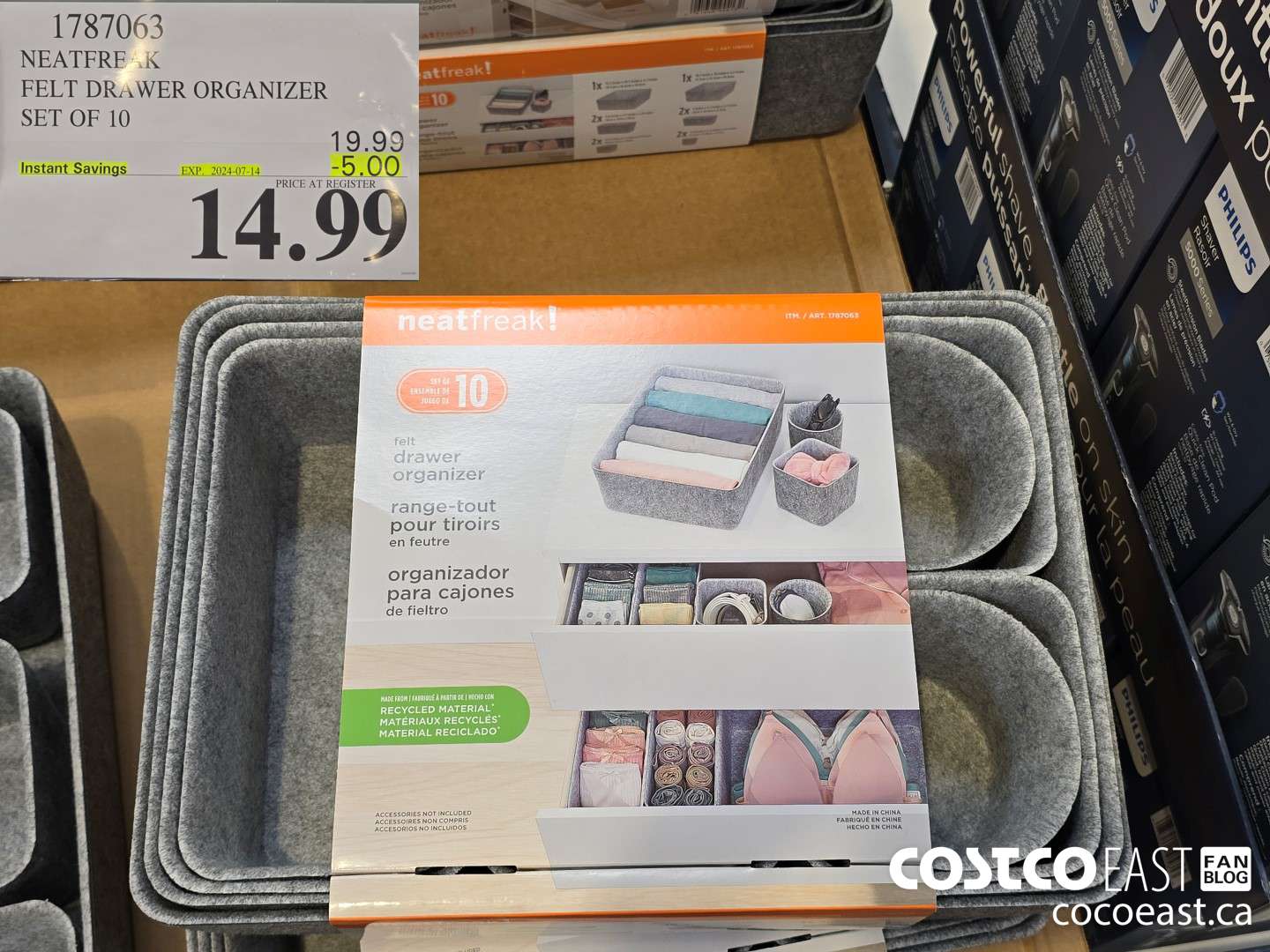 1787063 NEATFREAK FELT DRAWER ORGANIZER SET OF 10 ($5.00 INSTANT SAVINGS EXPIRES ON 2024-07-14) $14.99