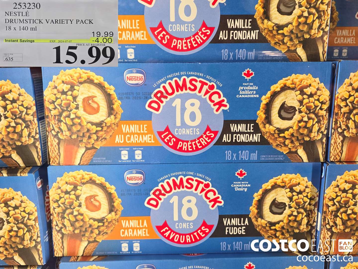 253230 NESTLE DRUMSTICK VARIETY PACK 18 X 140 ML ($4.00 INSTANT SAVINGS EXPIRES ON 2024-07-07) $15.99