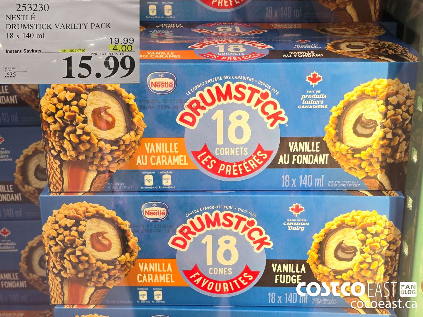 253230 NESTLE DRUMSTICK VARIETY PACK 18 X 140 ML ($4.00 INSTANT SAVINGS EXPIRES ON 2024-07-07) $15.99