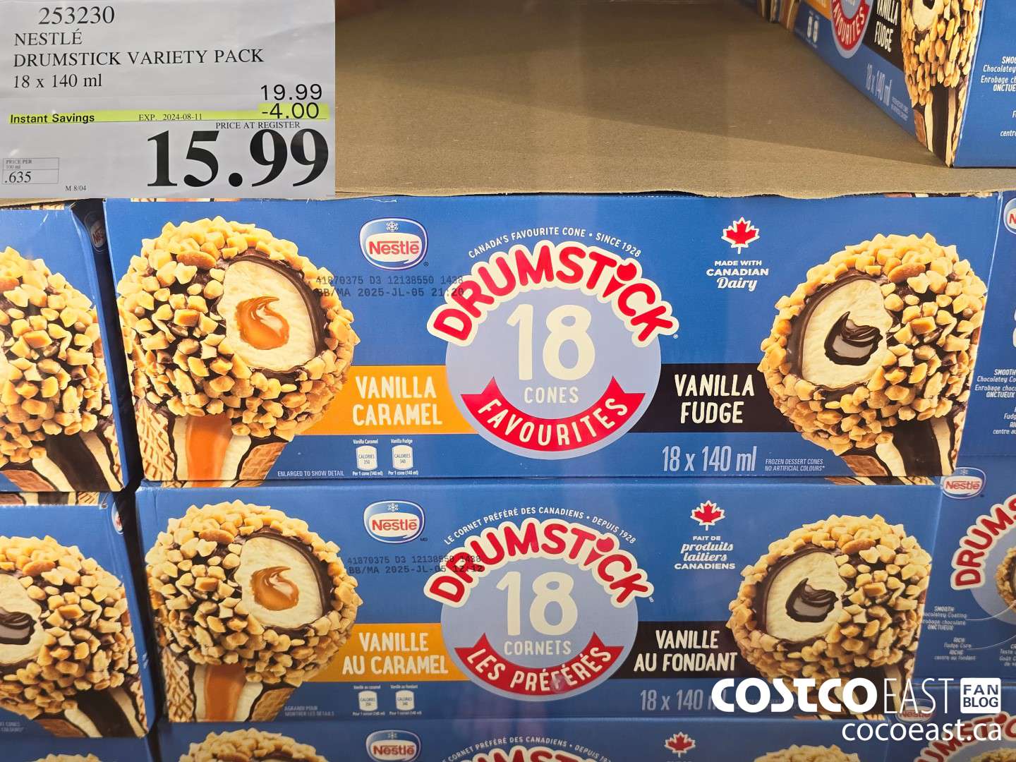 253230 NESTLE DRUMSTICK VARIETY PACK 18 X 140 ML ($4.00 INSTANT SAVINGS EXPIRES ON 2024-08-11) $15.99