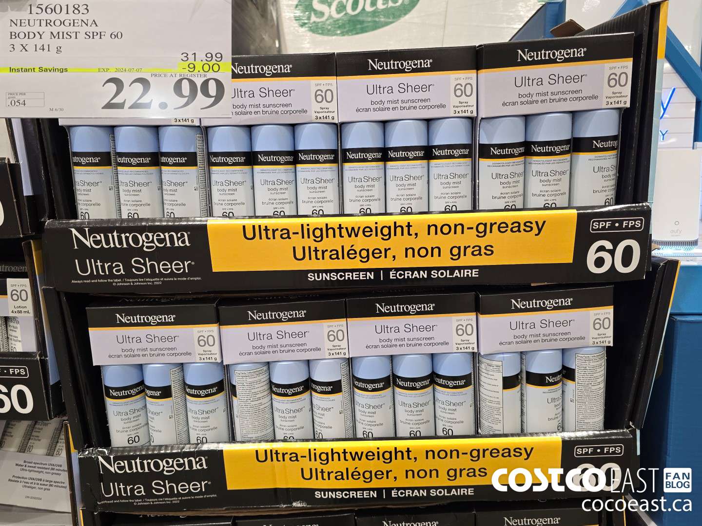 1560183 NEUTROGENA BODY MIST SPF 60 3 X 141 g ($9.00 INSTANT SAVINGS EXPIRES ON 2024-07-07) $22.99