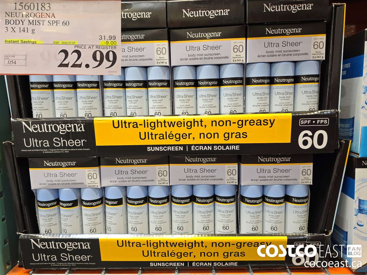 1560183 NEUTROGENA BODY MIST SPF 60 3 X 141 g ($9.00 INSTANT SAVINGS EXPIRES ON 2024-07-07) $22.99