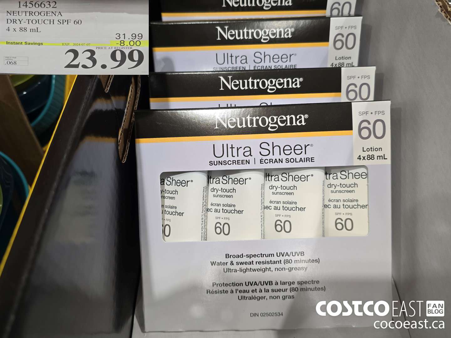 1456632 NEUTROGENA DRY-TOUCH SPF 60 4x 88 mL ($8.00 INSTANT SAVINGS EXPIRES ON 2024-07-07) $23.99