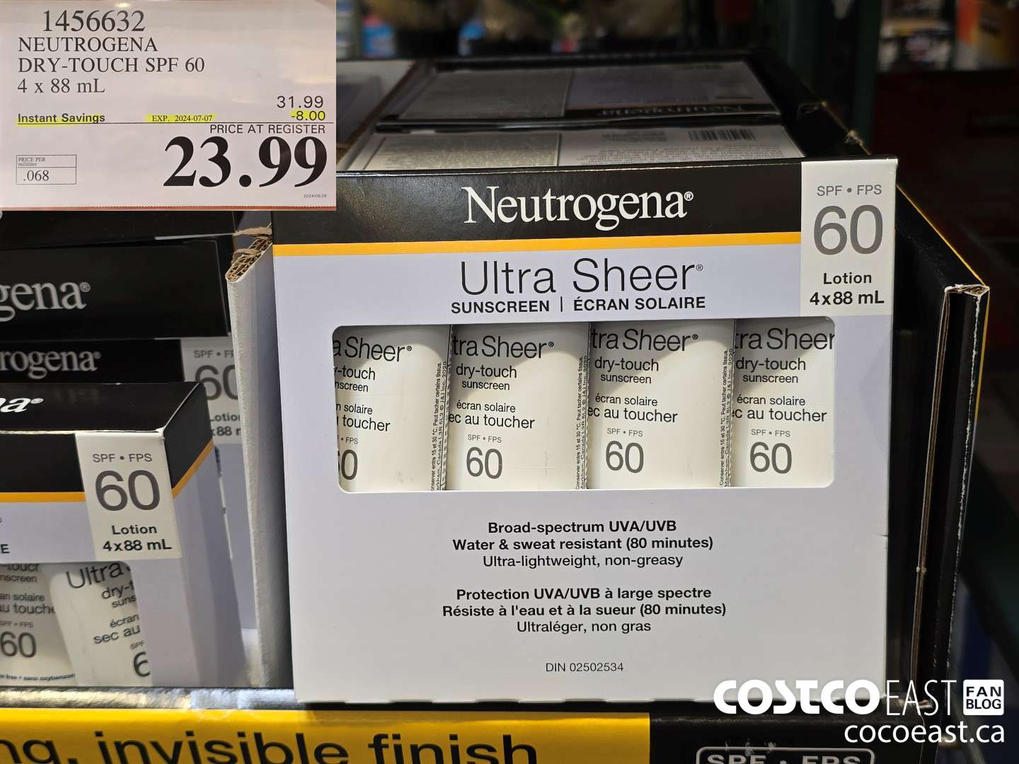 1456632 NEUTROGENA DRY-TOUCH SPF 60 4x 88 mL ($8.00 INSTANT SAVINGS EXPIRES ON 2024-07-07) $23.99